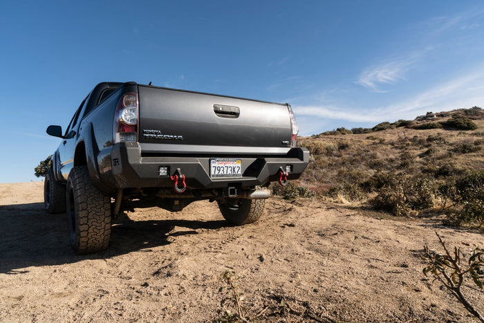 Body Armor 2005-2015 Toyota Tacoma Pro Series Rear Bumper & Blackout LED Cube Flood Light & 3/4 Red D-ring With Isolators Single TC-2964 & 30043 & 3204