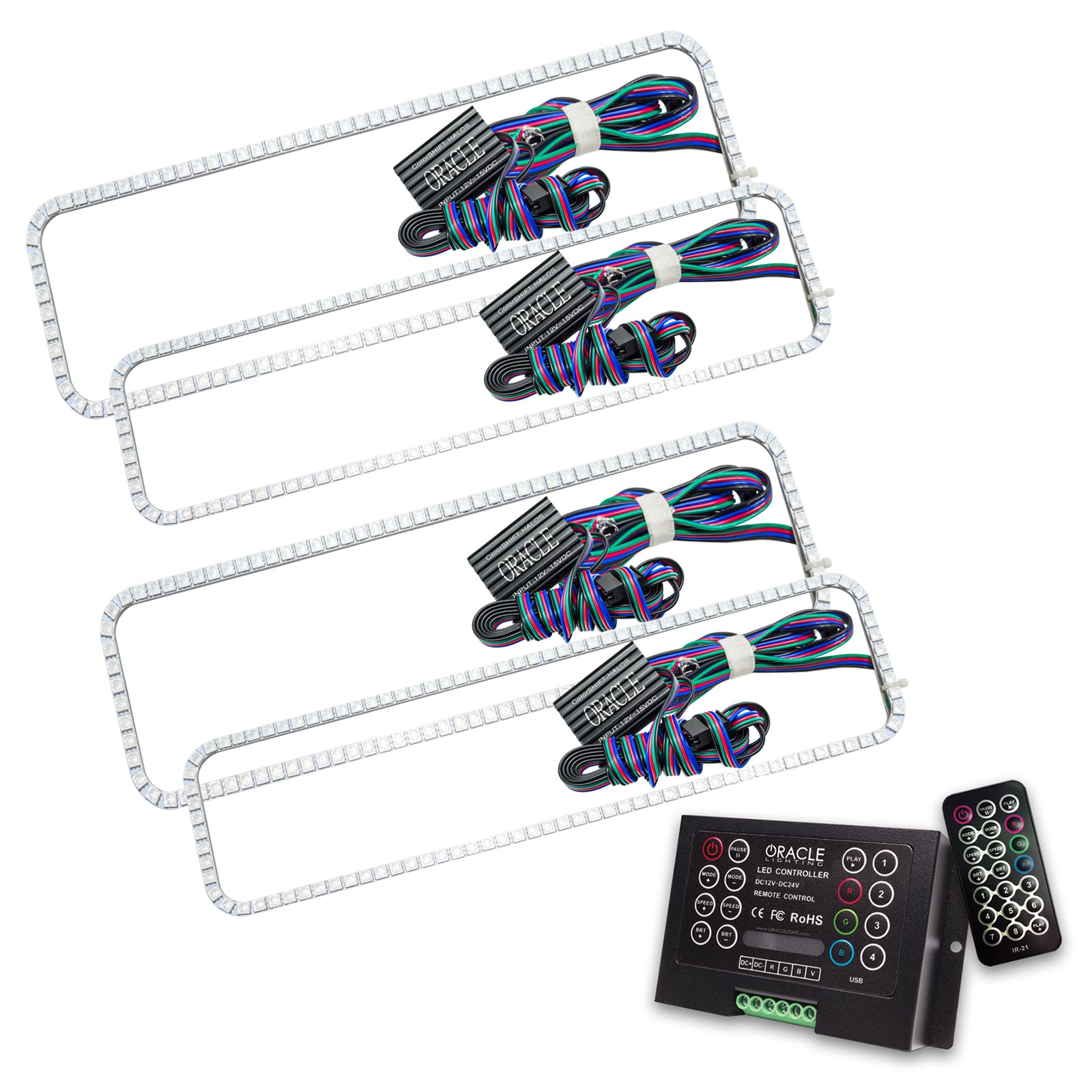 Oracle Lighting 2005-2007 Ford F-250 F-350 Super Duty LED Headlight Halo Kit ColorSHIFT With 2.0 Controller 2248-333