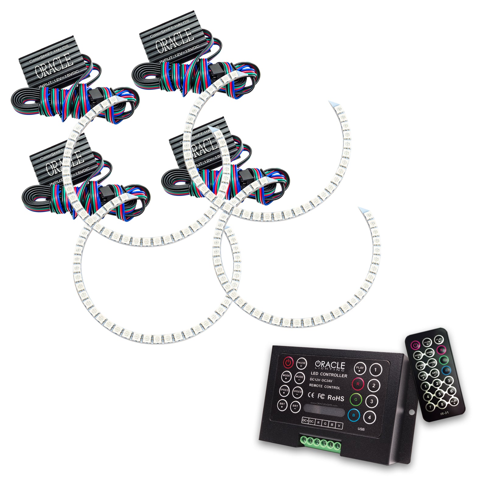 Oracle Lighting 2011-2016 Ford F-250 F-350 Super Duty LED Round Ring Headlight Halo Kit ColorSHIFT with 2.0 Controller 2258-333
