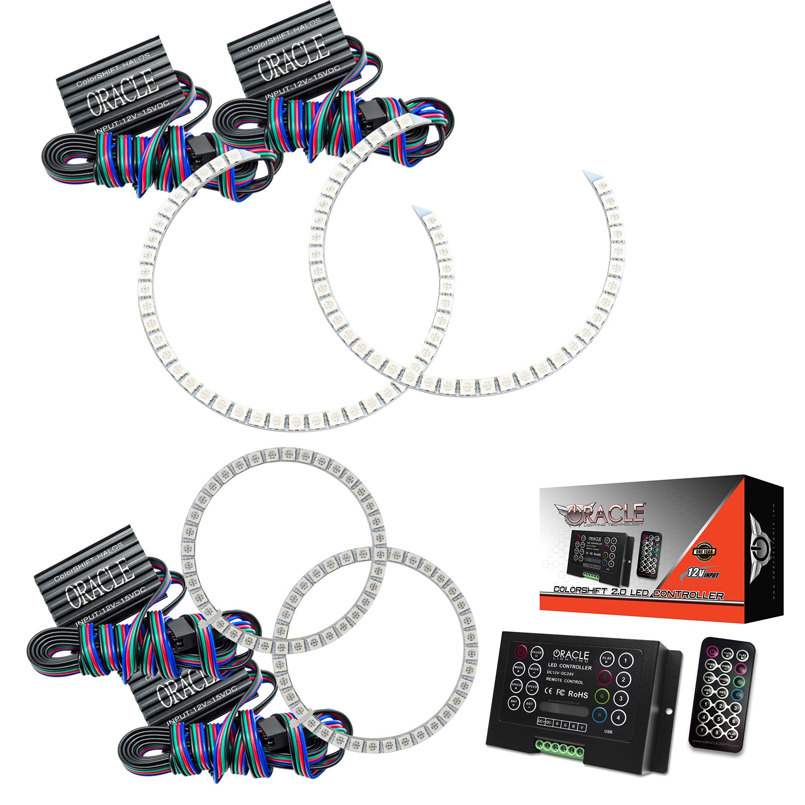 Oracle Lighting 2008-2011 Mercedes Benz C-Class LED Headlight Halo Kit ColorSHIFT with 2.0 Controller 2291-333
