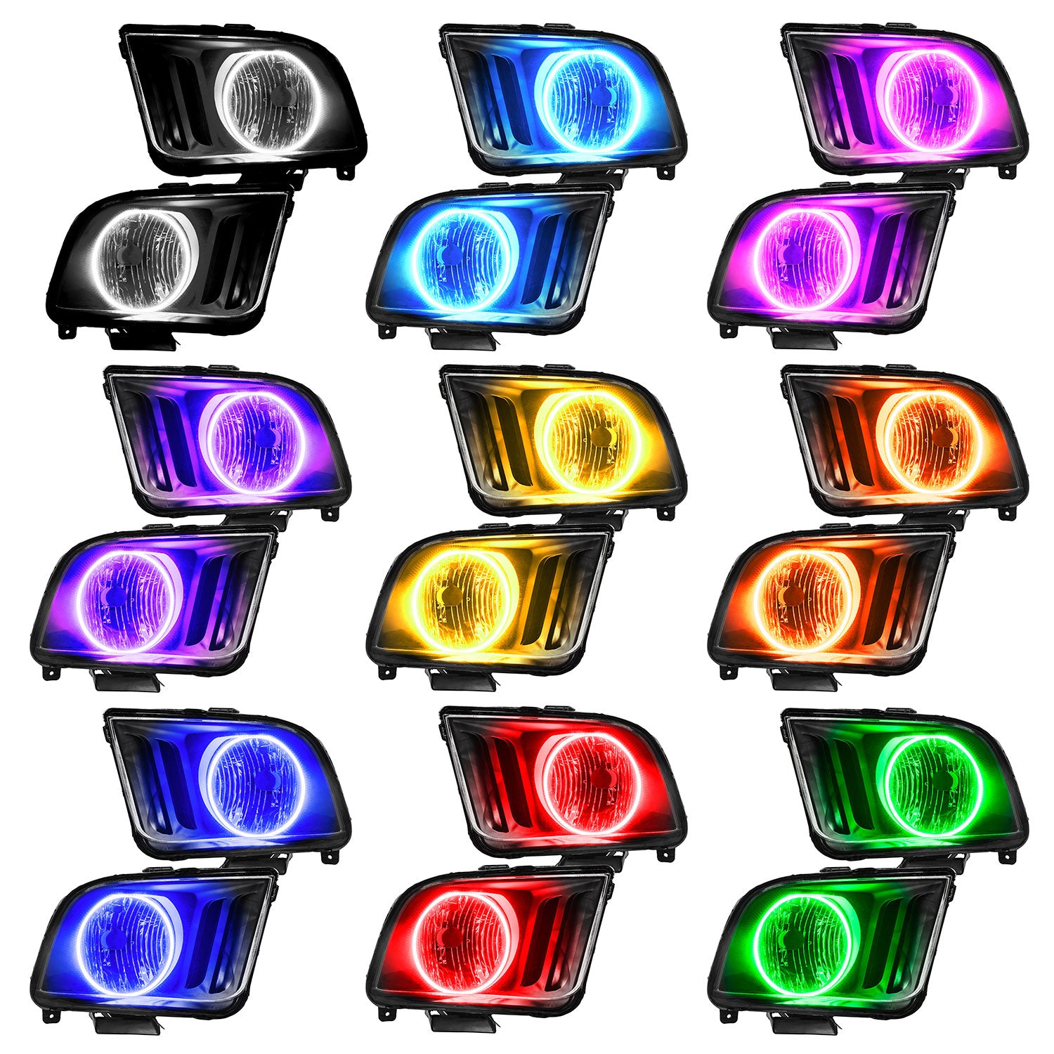 Oracle Lighting 2005-2009 Ford Mustang LED Headlight Halo Kit ColorSHIFT With RF Controller 2301-330