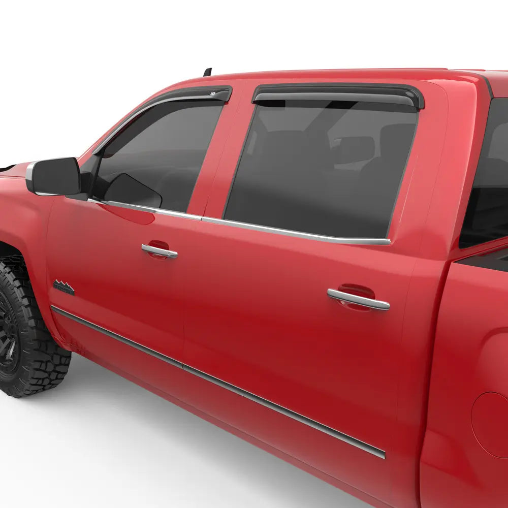 EGR 2014-2019 Chevrolet Silverado 1500 2500HD 3500HD GMC Sierra 1500 2500HD 3500HD Extended Cab 4pc Smoke Finish Tape-on Window Visors 641671