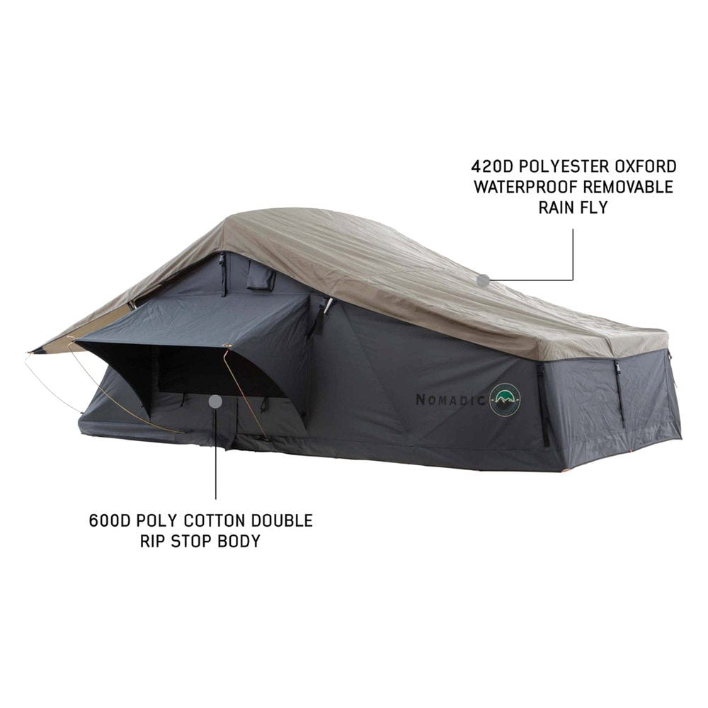 OVS Nomadic 4 Extended Roof Top Tent Dark Gray Base With Green Rain Fly & Black Cover Aluminum Base Ladder 18149936