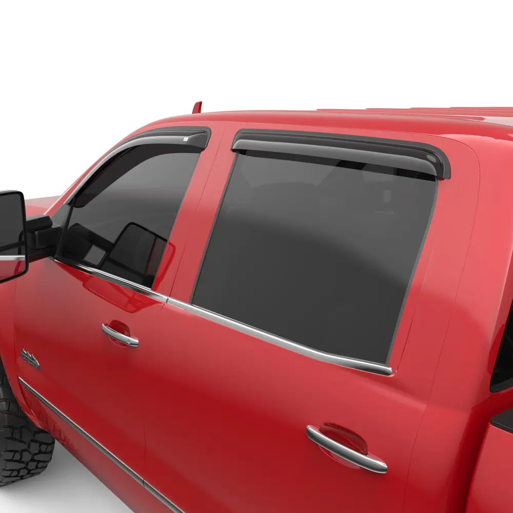 EGR 2014-2019 Chevrolet Silverado 1500 2500HD 3500HD GMC Sierra 1500 2500HD 3500HD Crew Cab 4pc Smoke Finish Tape-on Window Visors 641771