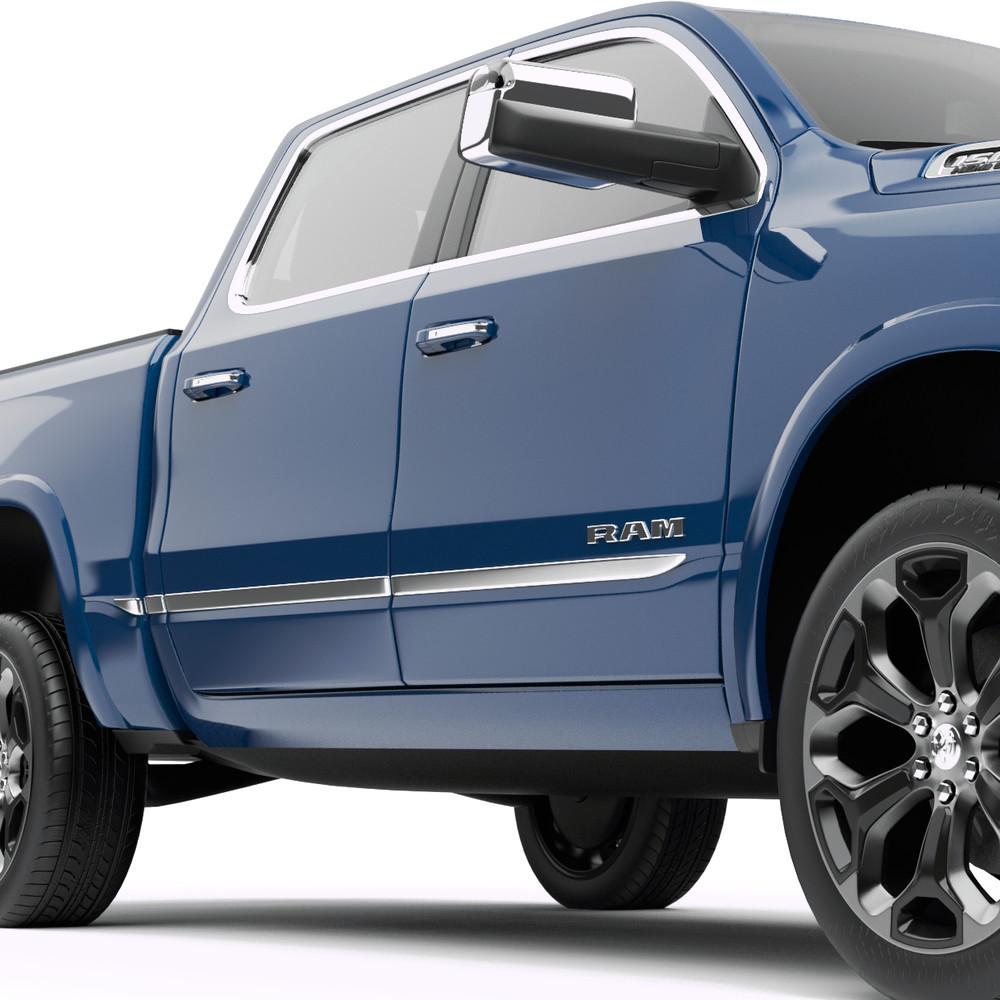EGR 2019-2023 Dodge Ram 1500 Crew Cab Pickup Chrome Rugged Look Body Side Molding 4pc Set 952954