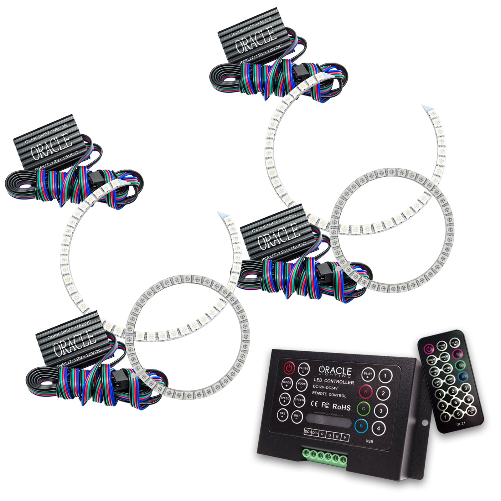 Oracle Lighting 2010-2012 Nissan Altima Sedan LED Headlight Halo Kit ColorSHIFT with 2.0 Controller 3945-333