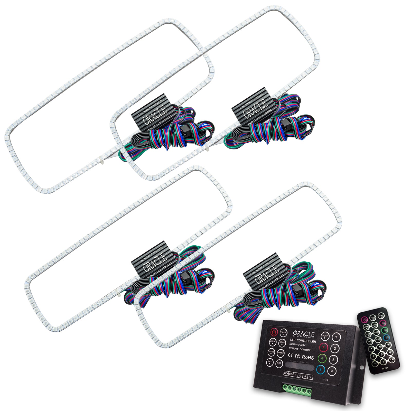 Oracle Lighting 2005 Ford Excursion LED Headlight Halo Kit ColorSHIFT With 2.0 Controller 3974-333