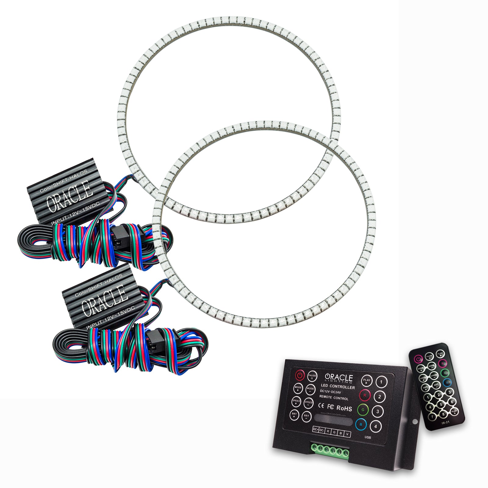 Oracle Lighting 7" Round Surface Mount LED Headlight Halo Kit ColorSHIFT With 2.0 Controller 3981-333