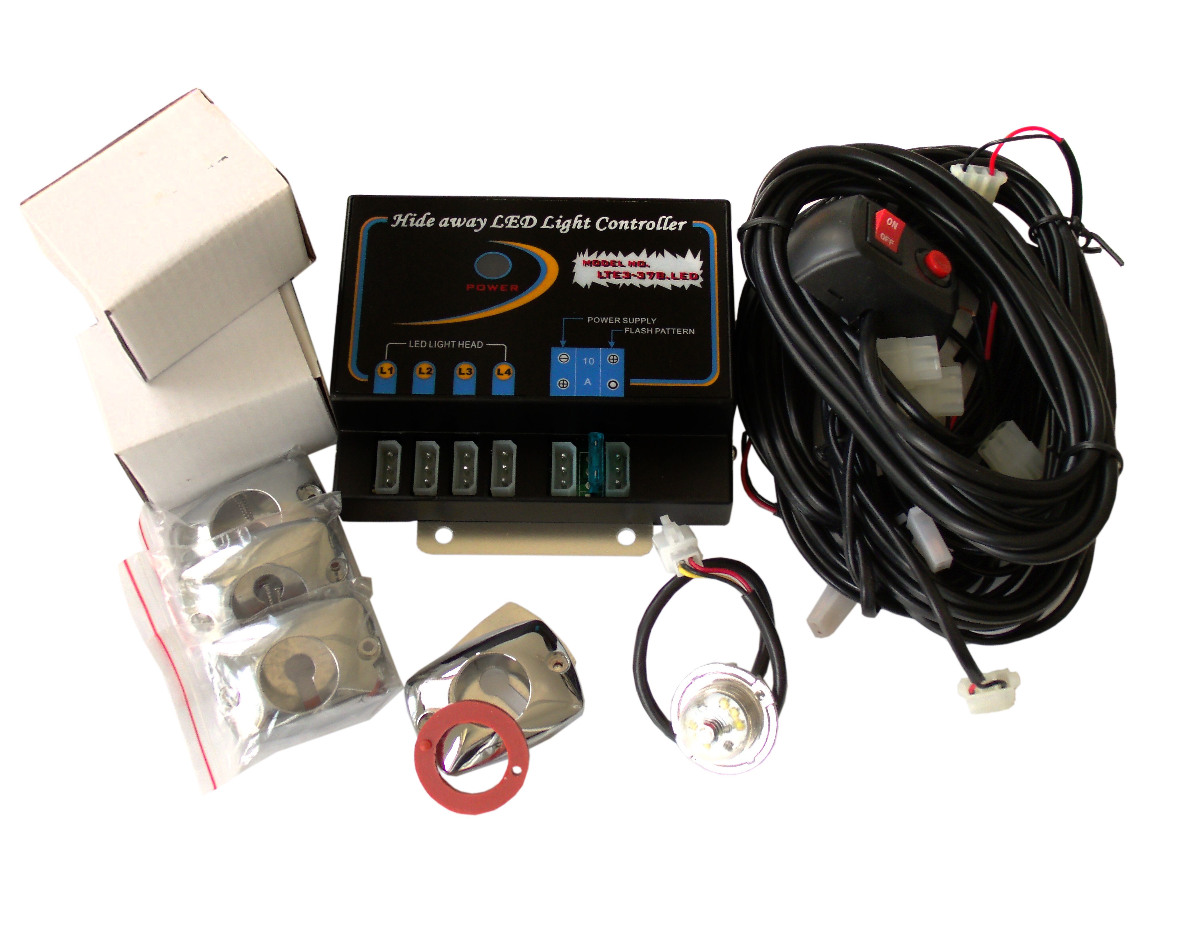 Race Sport 4-LED Hi-Power Strobe Lighting Kit With Brain Unit and Multiple Mounting Options Blue RS-RTE3-307B(B)