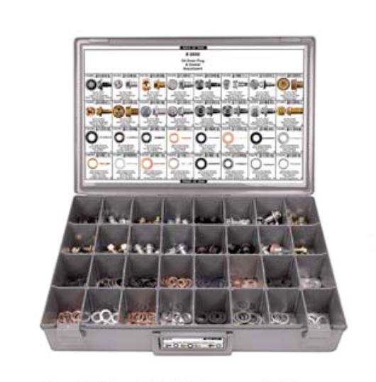 Disco Adjustable Gray Plastic Tray Oil Drain Plug & Gasket Assortment 8808
