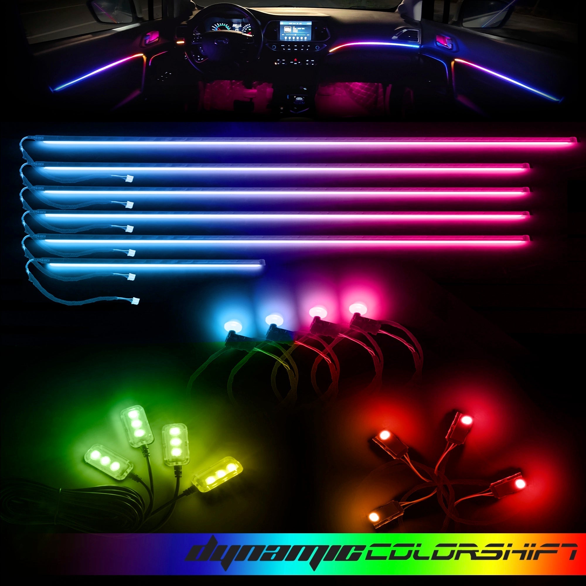 Oracle Lighting Bluetooth Multi-Zone Lighting Dynamic ColorSHIFT 18-Piece Universal LED Interior Kit Standard 4240-332