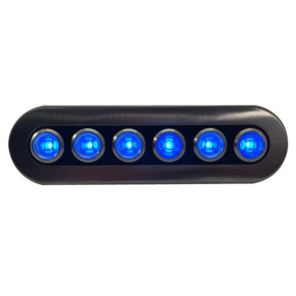 Race Sport 6-Button 60-Amp On-Off Waterproof Stainless Steel Switch Panel with Pre-Wired and Fused Blue LED On-Off Switches MS6BSS