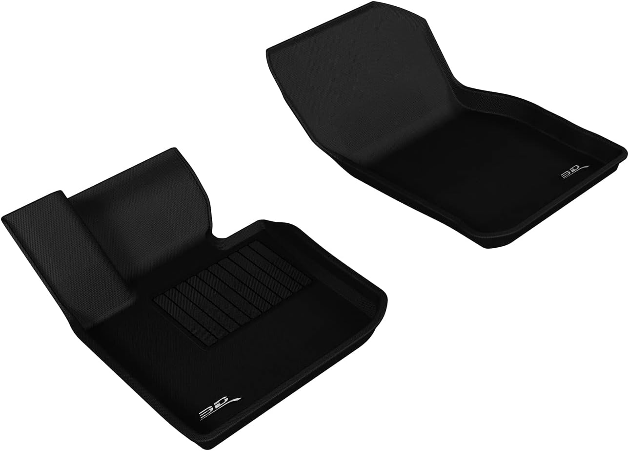 3D Maxpider 2014-2024 Mini Cooper Hardtop 2-Door Convertible 1st Row Black Kagu Carbon Fiber Embossed Pattern Floor Mat L1MN01011509