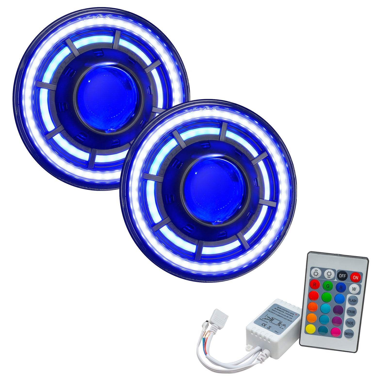 Oracle Lighting 2007-2018 Jeep Wrangler JK 1997-2006 Jeep Wrangler TJ Oculus 7" ColorSHIFT Bi-LED Projector Headlights 5876-504