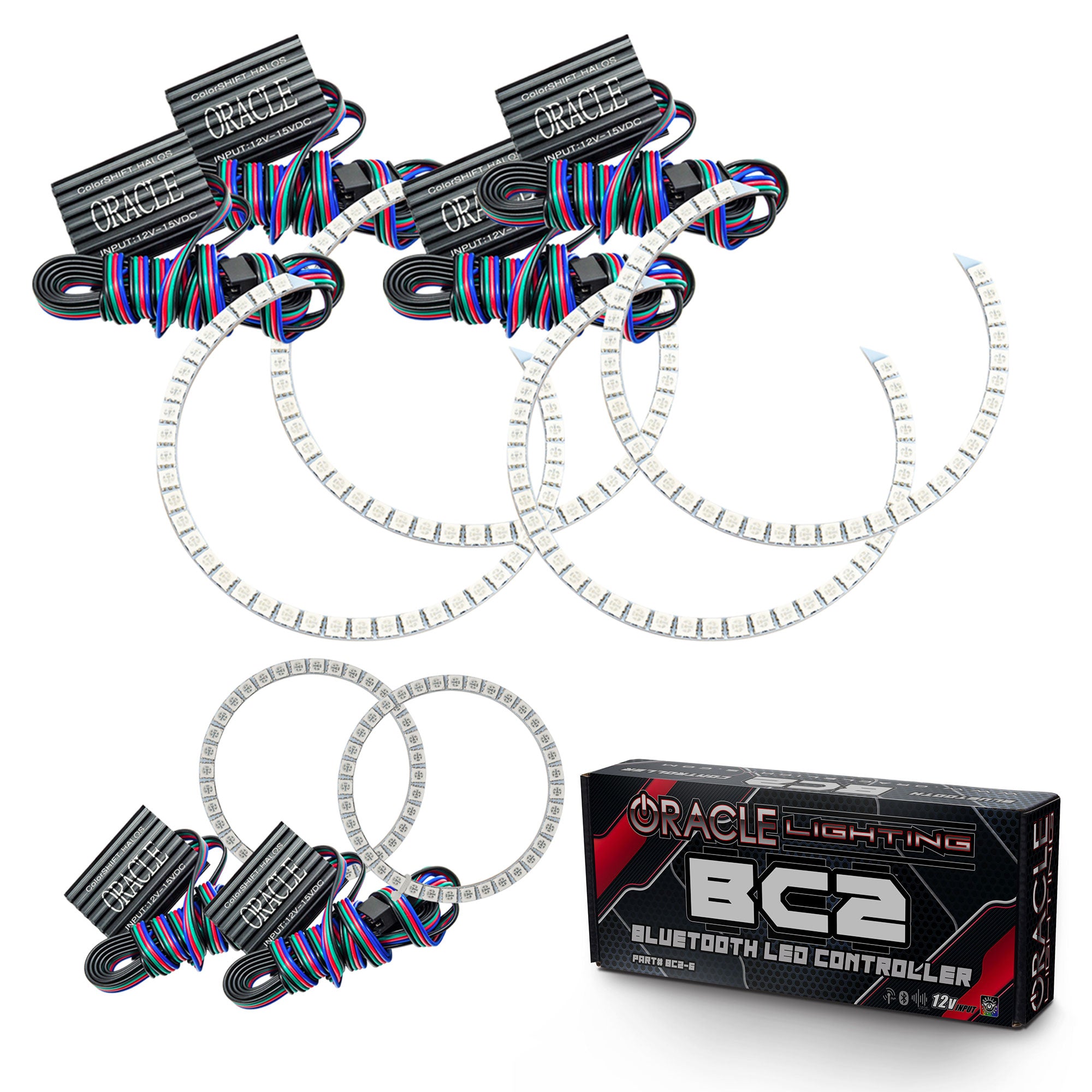 Oracle Lighting 2005-2010 Dodge Charger LED Triple Ring Headlight Halo Kit ColorSHIFT With BC2 Controller 1118-335