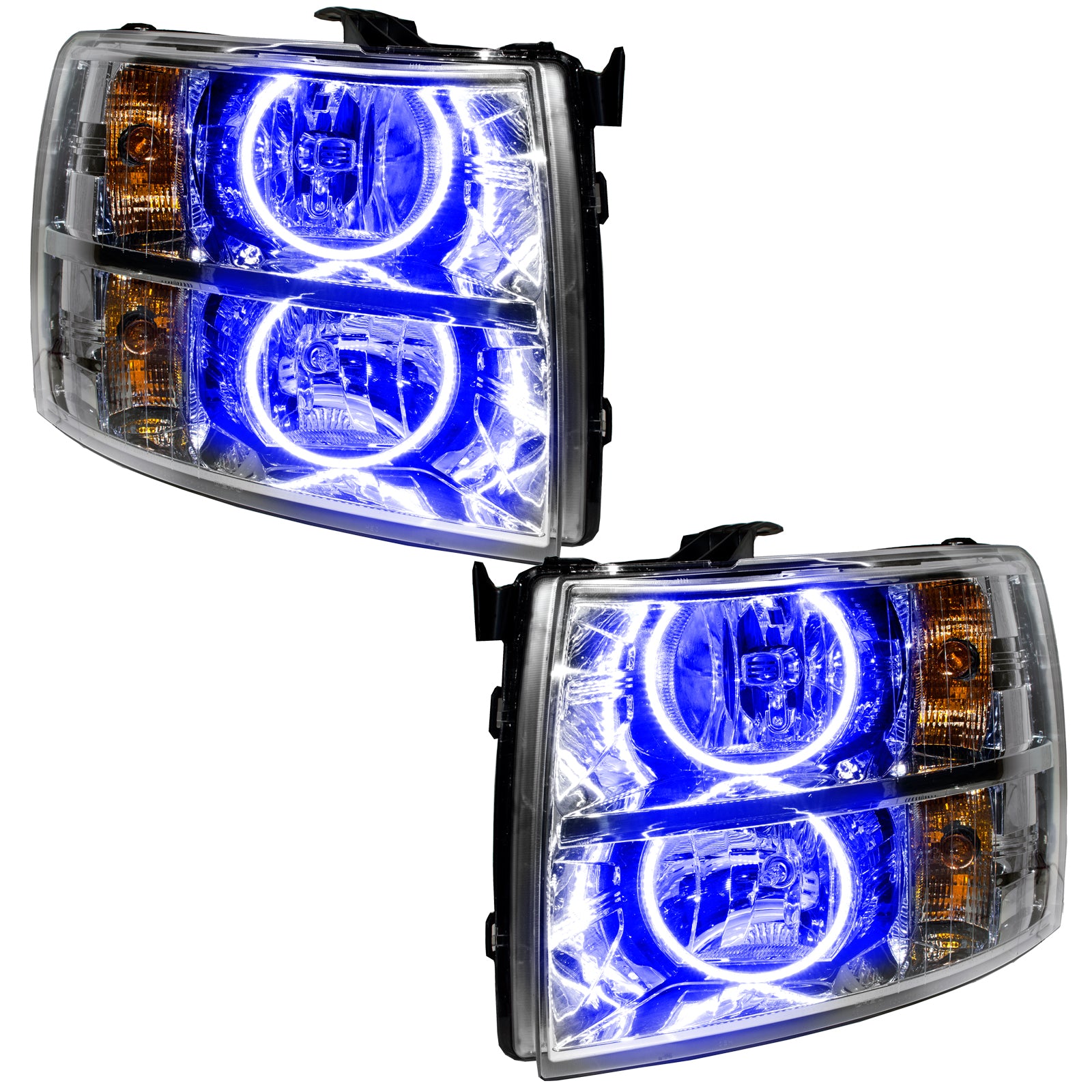 Oracle Lighting 2007-2013 Chevrolet Silverado Pre-Assembled Round Style Halos LED Halo Headlights Blue 7007-002