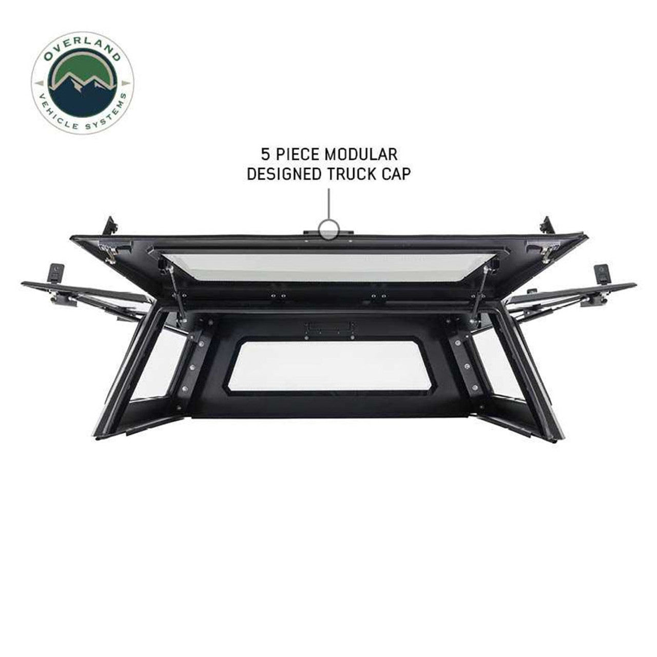 OVS 2021-2025 Ford F150 Truck Bed Caps Expedition With Full Wing Doors Front & Rear Windows and 3rd Brake Light 5.5 Foot Bed 70100004