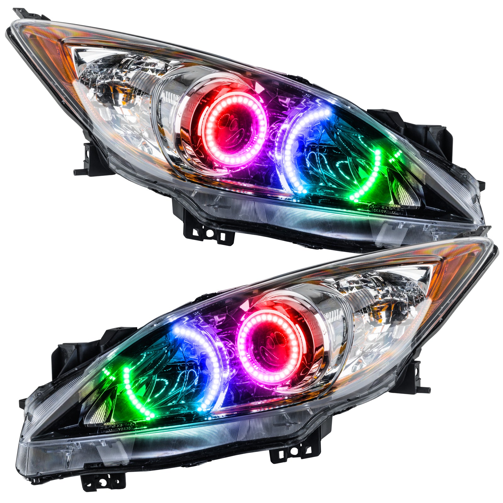 Oracle Lighting 2010-2013 Mazda 3 Pre-Assembled Non-HID LED Halo Headlights ColorSHIFT With No Controller 7100-334