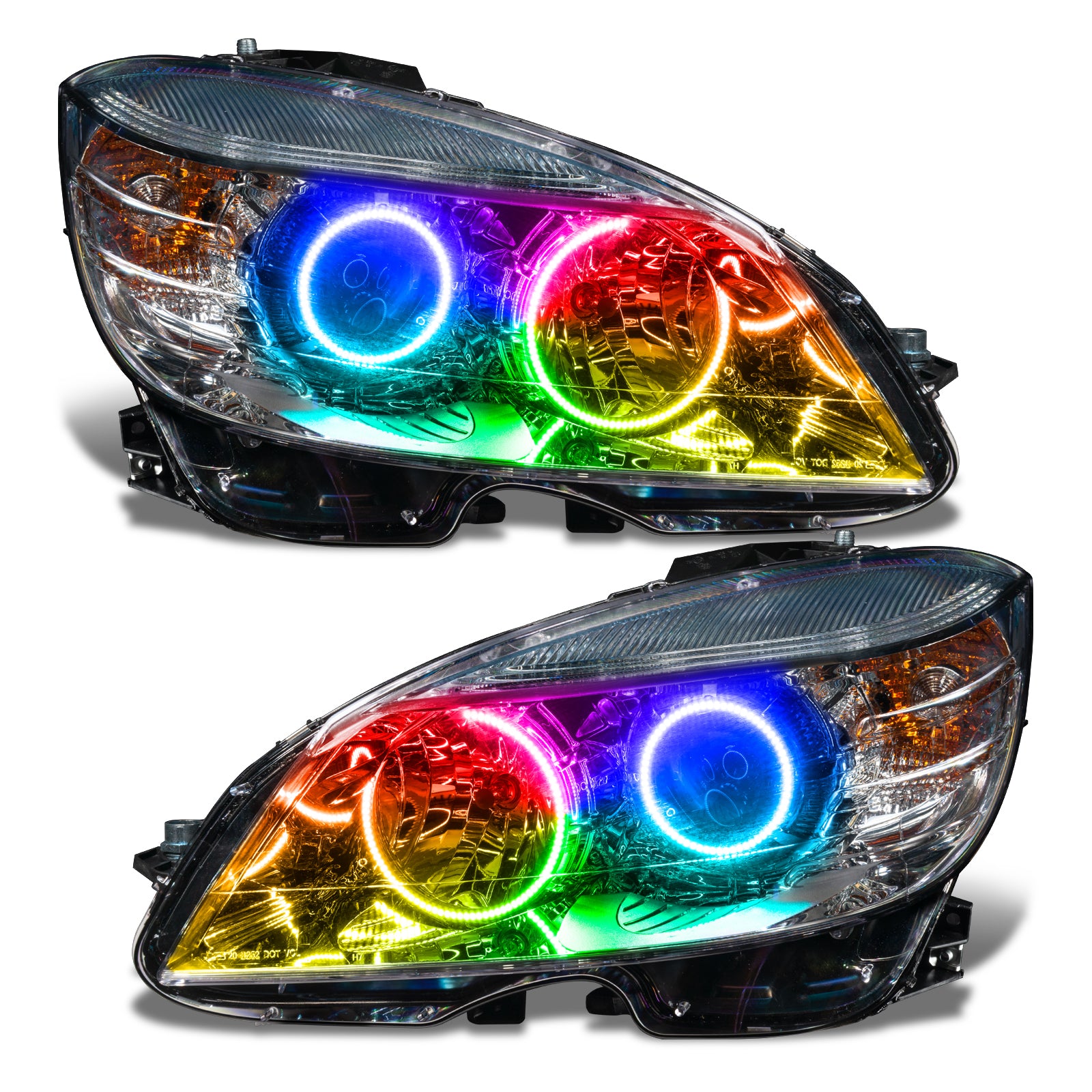 Oracle Lighting 2008-2011 Mercedes-Benz C-Class Pre-Assembled Chrome Housing Headlights ColorSHIFT With No Controller 7115-334