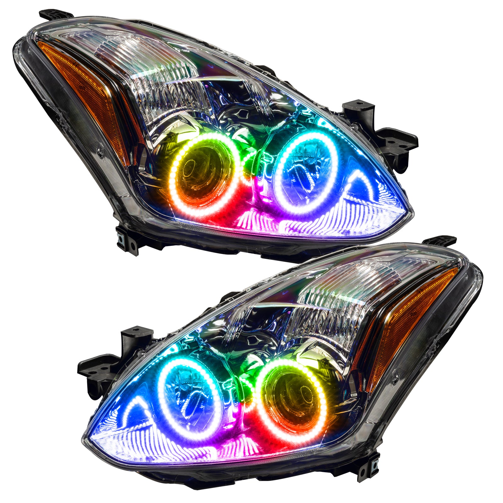 Oracle Lighting 2010-2012 Nissan Altima Coupe Pre-Assembled LED Halo Headlights ColorSHIFT With No Controller 7171-334