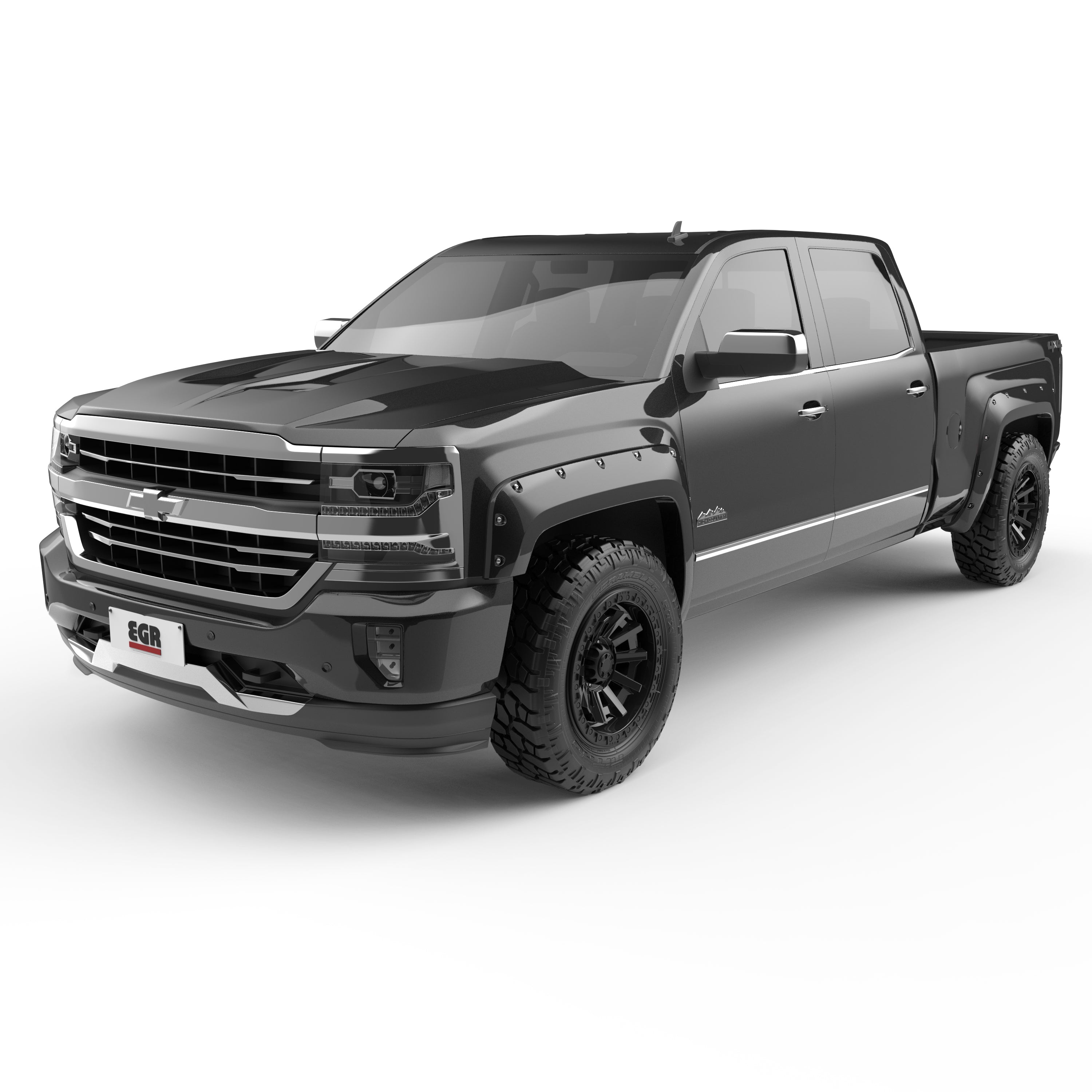 EGR 2014-2018 Chevrolet Silverado 1500 2015-2019 2500 3500 HD 2 & 4 Door Traditional Bolt-on look Fender Flares set of 4 Painted to Code Black 791574-GBA