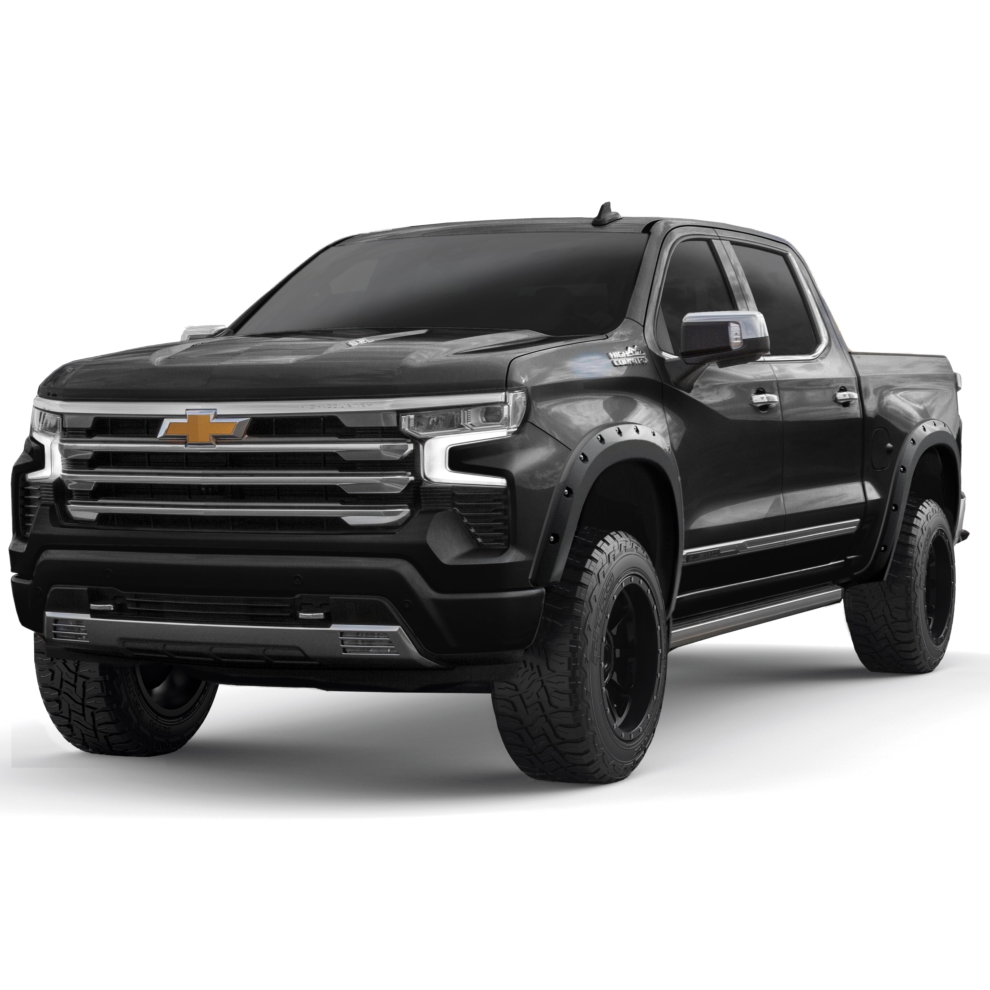 EGR 2023-2024 Chevrolet Silverado 1500 2 & 4 Door Crew Cab Standard Cab Extended Cab Pickup Traditional Bolt-on look Fender Flares set of 4 Painted to Code Black 791654-GBA