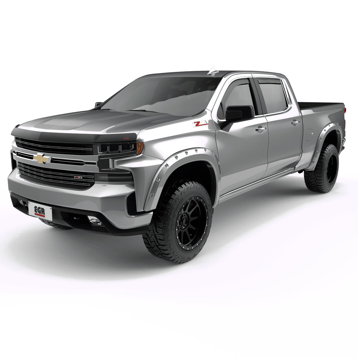 EGR 2019-2022 Chevrolet Silverado 1500 2 & 4 Door Extended Crew Standard Cab Pickup Traditional Bolt-on look Fender Flares set of 4 Painted to Code Silver Metallic 791694-GAN
