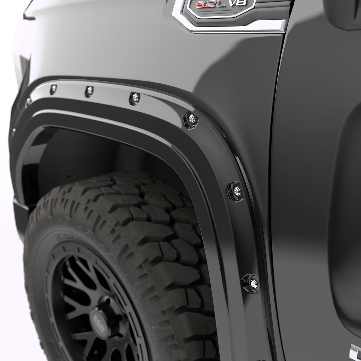 EGR 2019-2024 GMC Sierra 1500 2 & 4 Door Extended Cab Crew Cab Standard Cab Pickup Traditional Bolt-on look Fender Flares set of 4 Painted to Code Black 791794-GBA