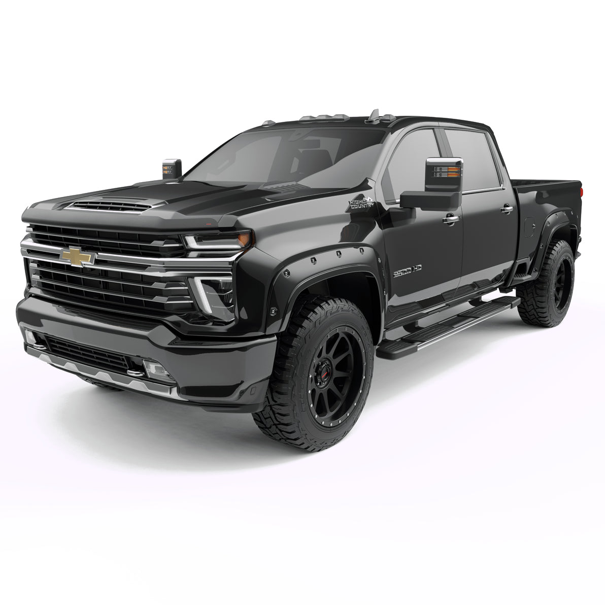EGR 2020-2023 Chevrolet Silverado 2500 3500 HD 2 & 4 Door Extended Cab Crew Cab Standard Cab Pickup Traditional Bolt-on look Fender Flares set of 4 Painted to Code Black 791884-GBA