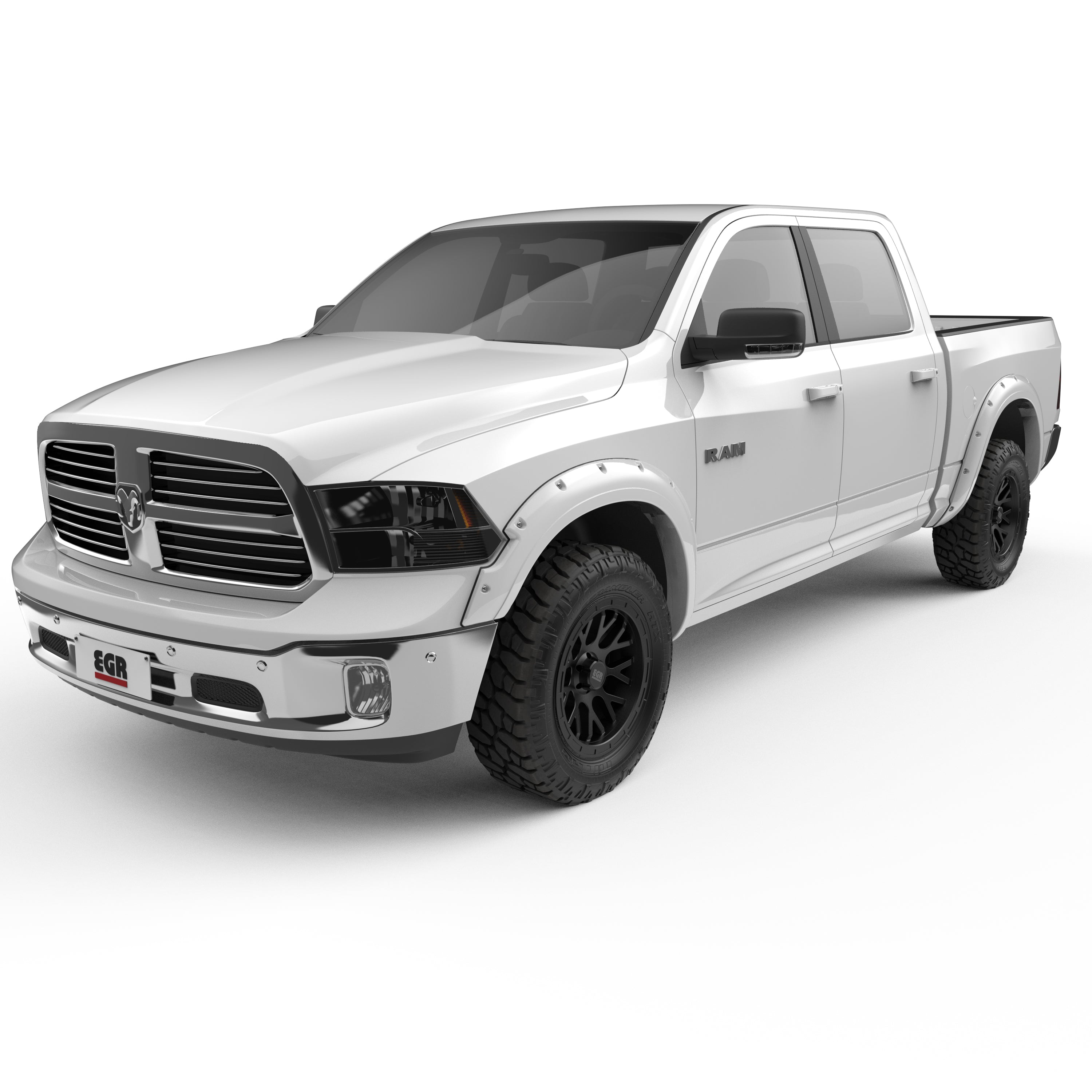 EGR 2009-2018 Dodge Ram 1500 2011-2023 Ram 1500 Classic 2 & 4 Door Standard Cab Extended Cab Crew Cab Pickup Traditional Bolt-on look Fender Flares set of 4 Painted to Code Bright White 792654-PW7