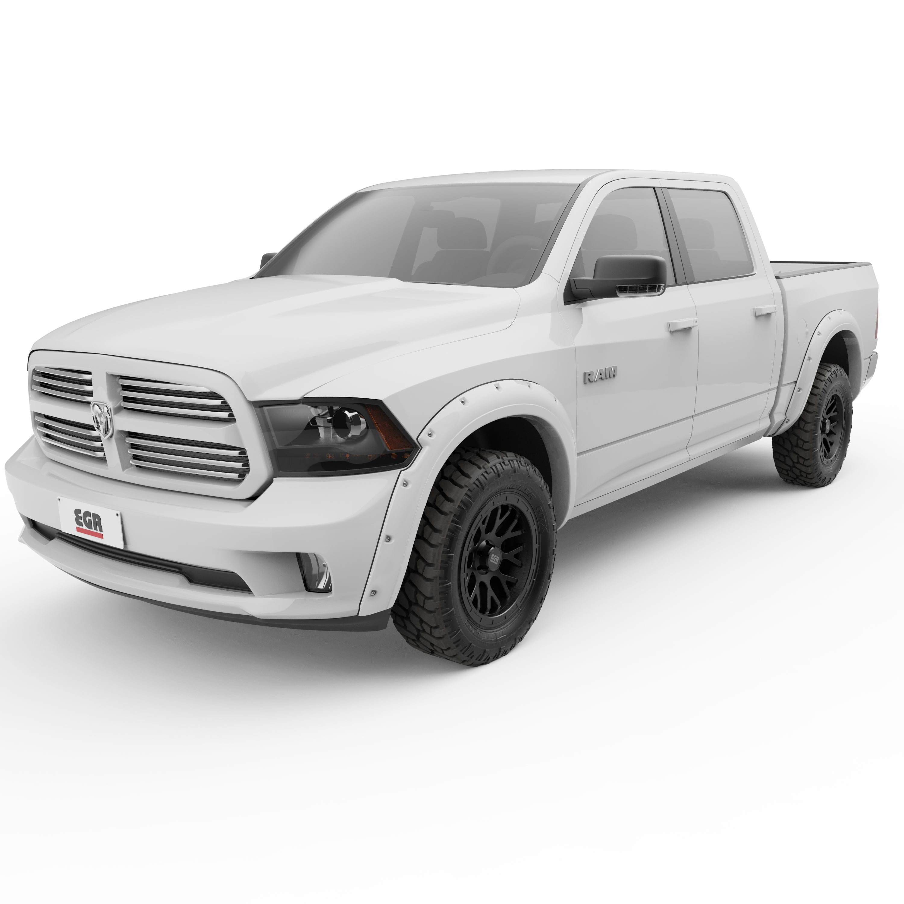 EGR 2011-2018 Dodge Ram 1500 Sport 2011-2023 Ram 1500 Classic 4 Door Extended Cab Crew Cab Pickup Traditional Bolt-on look Fender Flares set of 4 Painted to Code Bright White 792754-PW7