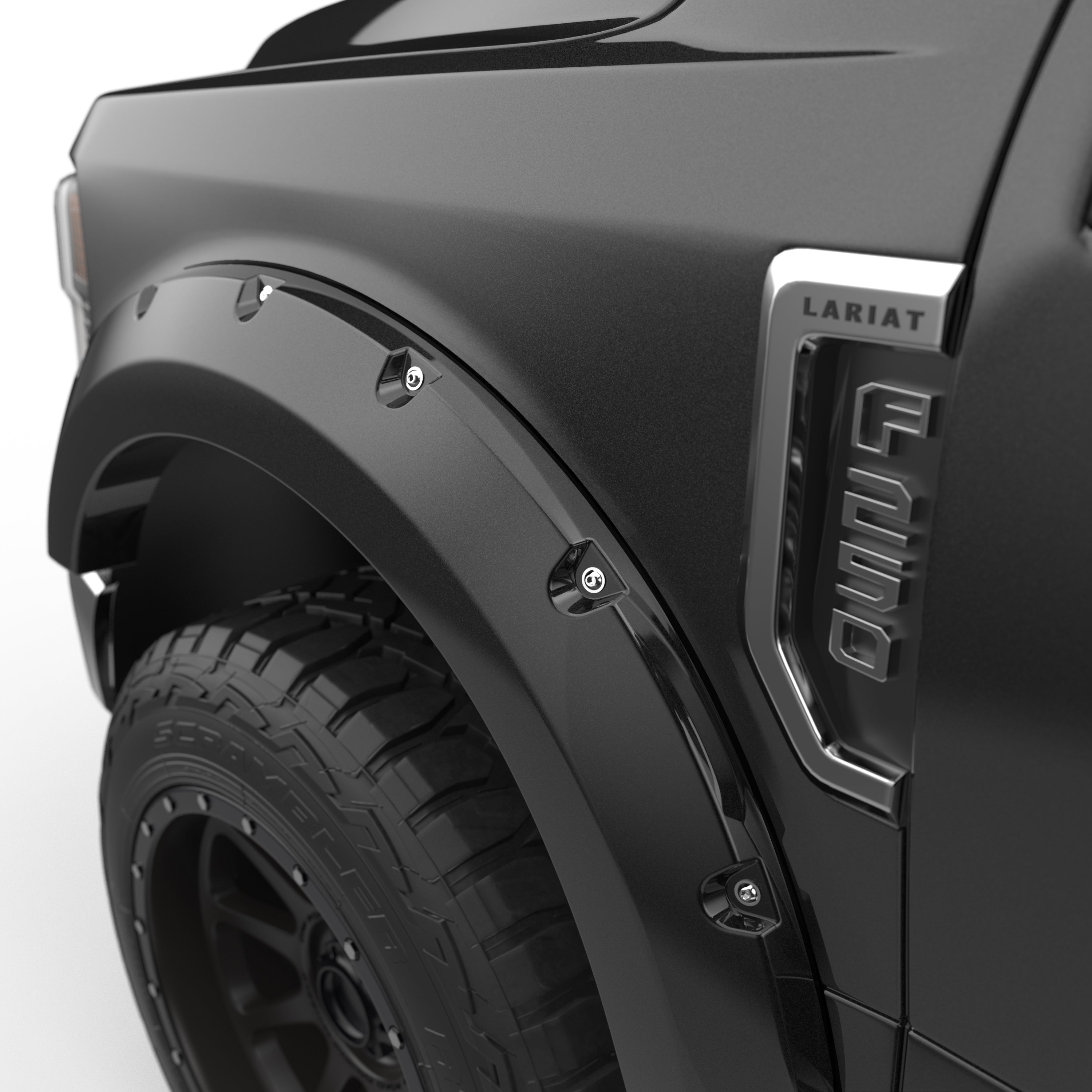 EGR 2017-2022 Ford F-250 F-350 Super Duty 2 & 4 Door Crew Cab Standard Cab Extended Cab Pickup Traditional Bolt-on look Fender Flares set of 4 Painted to Code Black 793914-G1