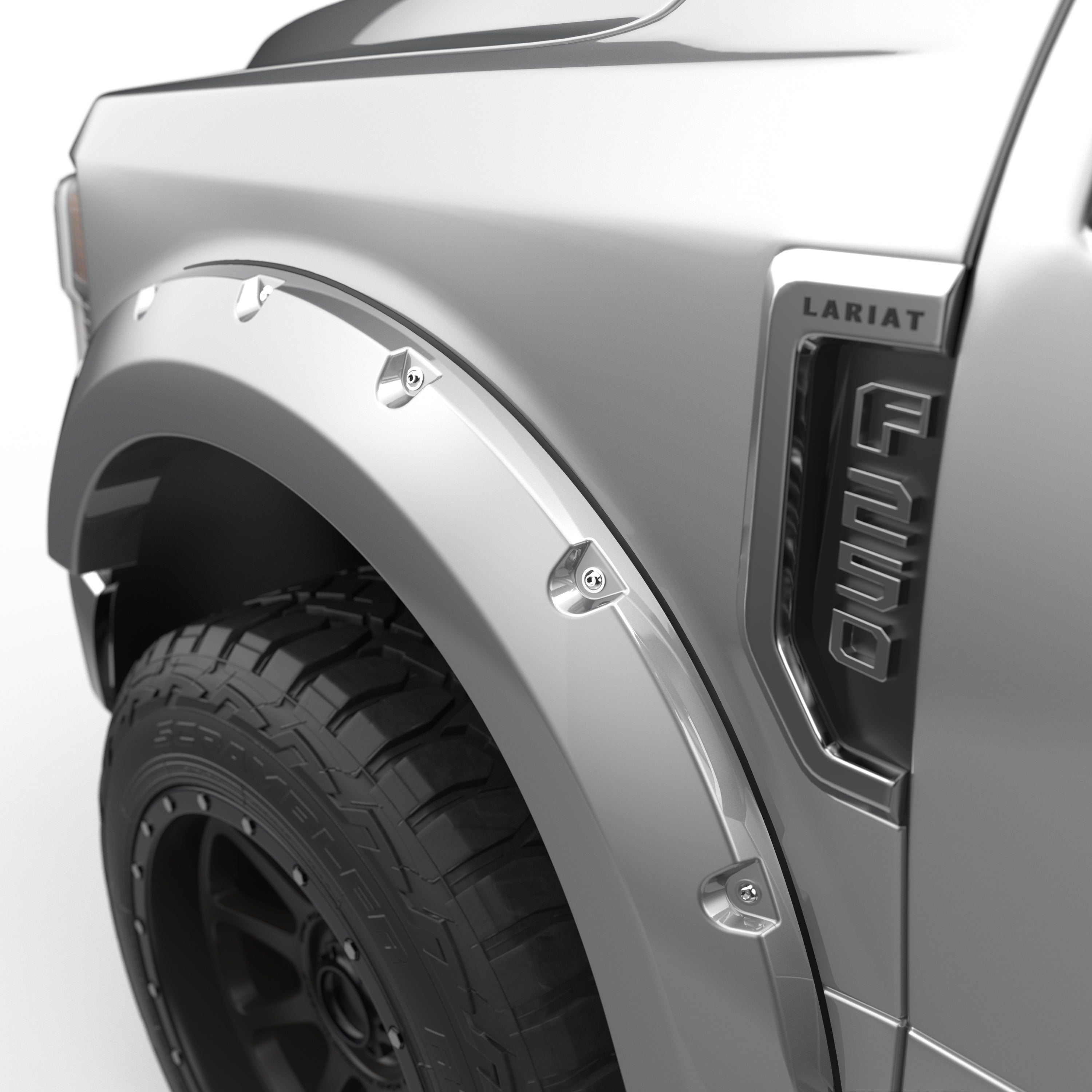 EGR 2017-2022 Ford F250 F350 Super Duty 2 & 4 Door Crew Cab Standard Cab Extended Cab Pickup Traditional Bolt-on look Fender Flares set of 4 Painted to Code Ingot Silver 793914-UX