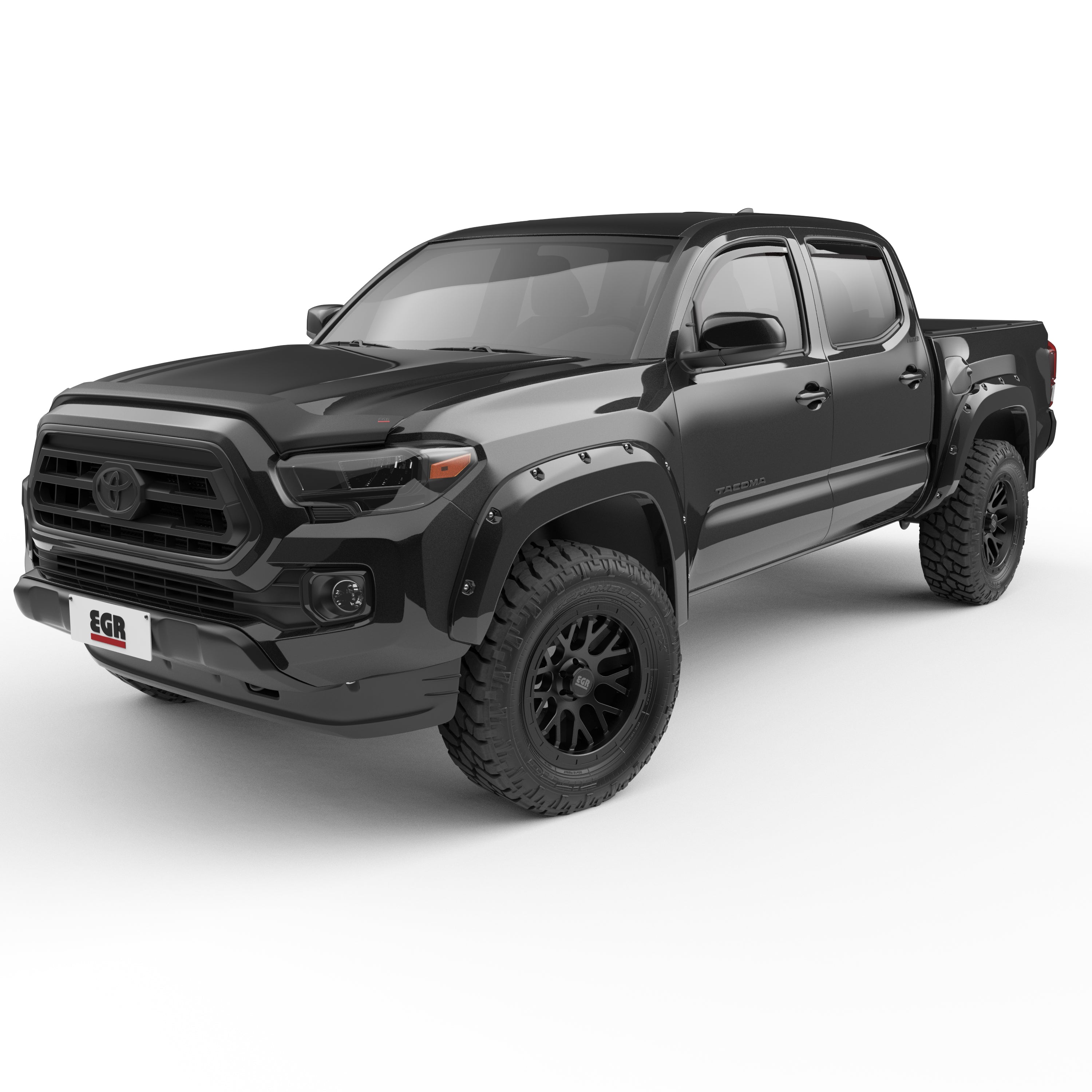 EGR 2016-2023 Toyota Tacoma 4 Door Extended Cab Crew Cab Pickup Traditional bolt-on look Fender Flares set of 4 Paint to Code Black 795084-202