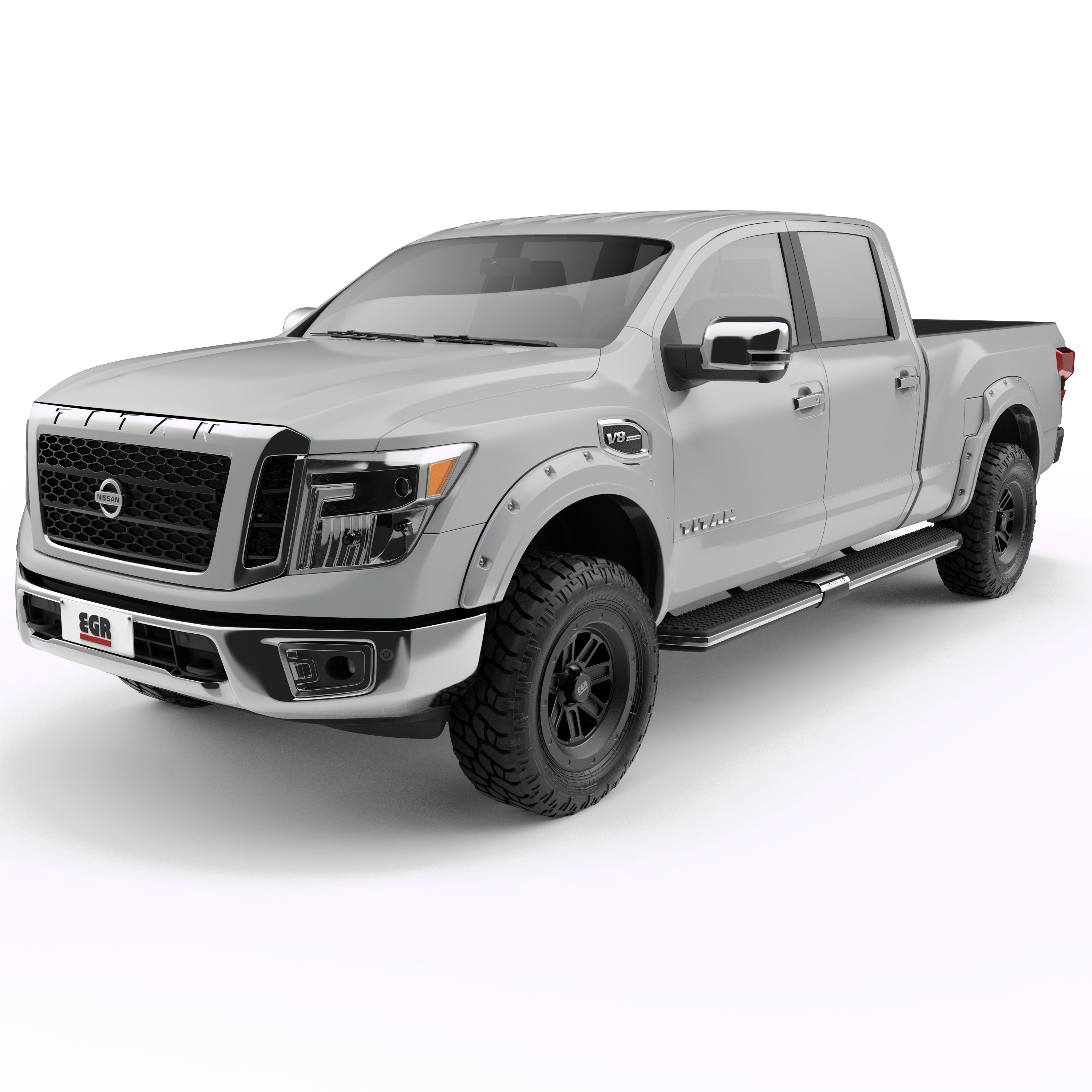 EGR 2016-2023 Nissan Titan XD 2 & 4 Door Crew Cab Extended Cab Standard Cab Pickup Traditional Bolt-on look Fender Flares set of 4 Painted to Code White 795904-QAK