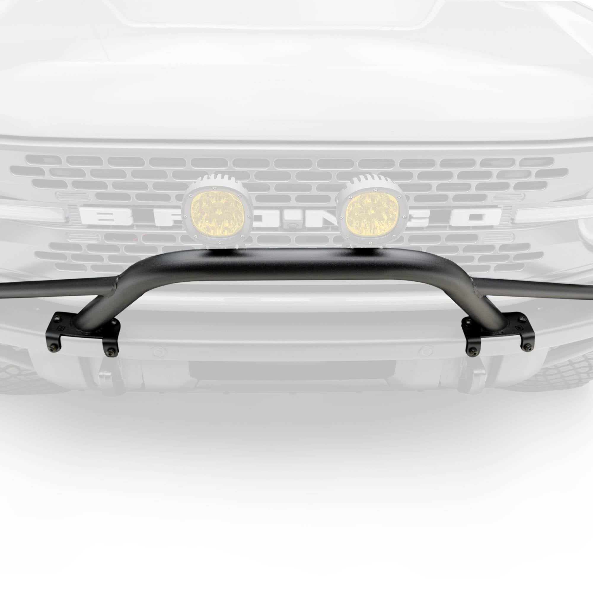 ZROADZ 2021-2024 Ford Bronco Mid-Length Hoop Mild Steel Bolt-on Front Bumper Mount Two 4" LED Pod Lights Z325451