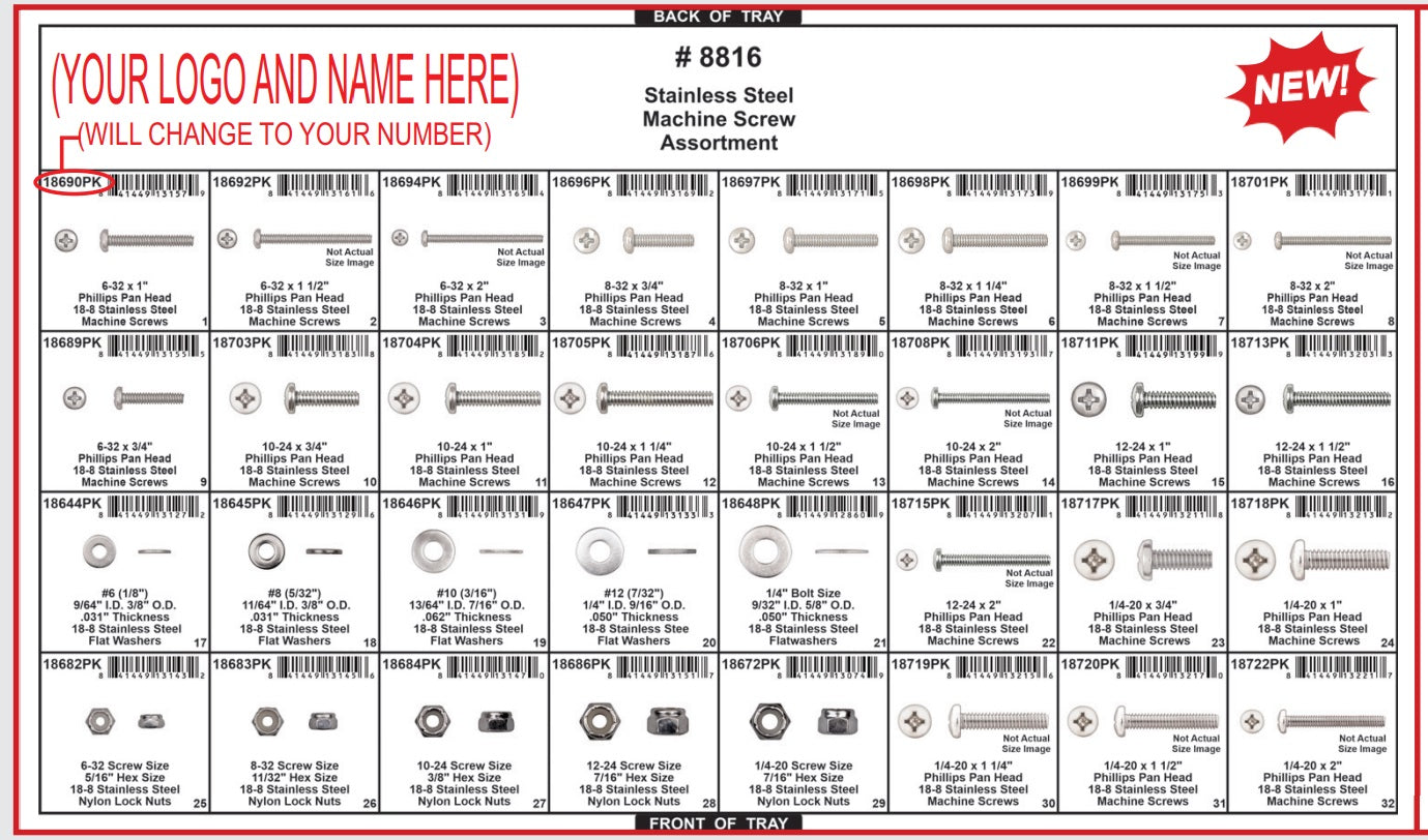 DISCO Stainless steel Machine Screw Assortments 8816