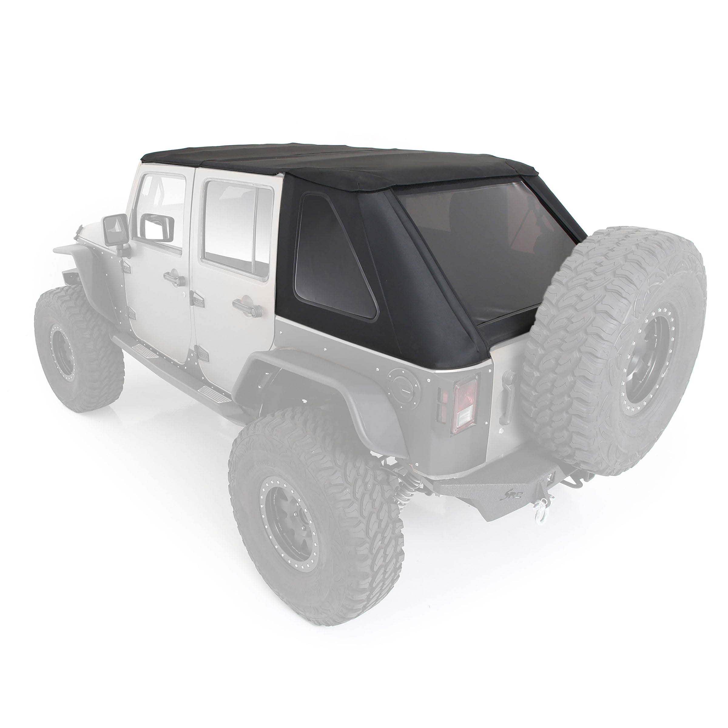 Smittybilt 2007-2018 Jeep Wrangler JK 4 Door Bowless Combo Top Kit With Tinted Windows Black Diamond 9083135K