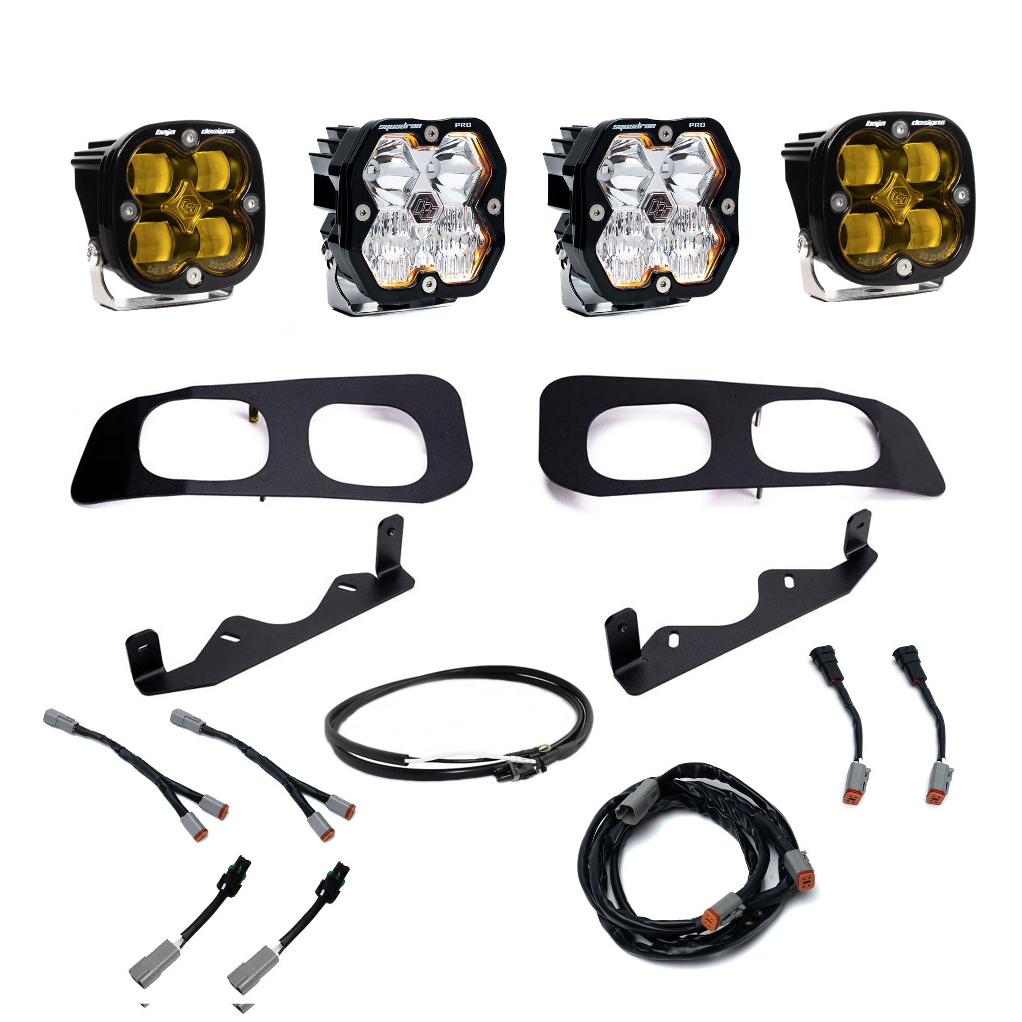 Baja Designs 2023-2026 Ford F-250 F-350 Super Duty Squadron 2.0 Pro Squadron SAE Dual Upfitter Amber Fog Pocket Light Kit 44-0034-UP