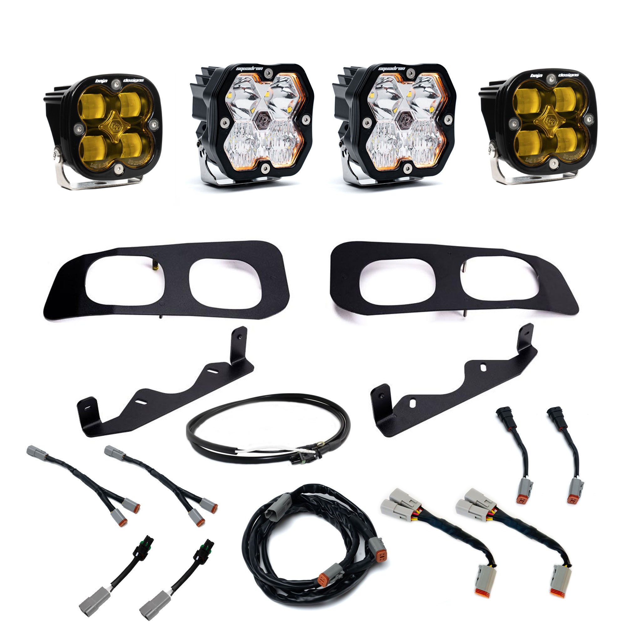Baja Designs 2023-2026 Ford F-250 F-350 Super Duty Squadron 2.0 Sport Squadron SAE Dual Amber Upfitter Fog Pocket Light Kit 44-0032-UP