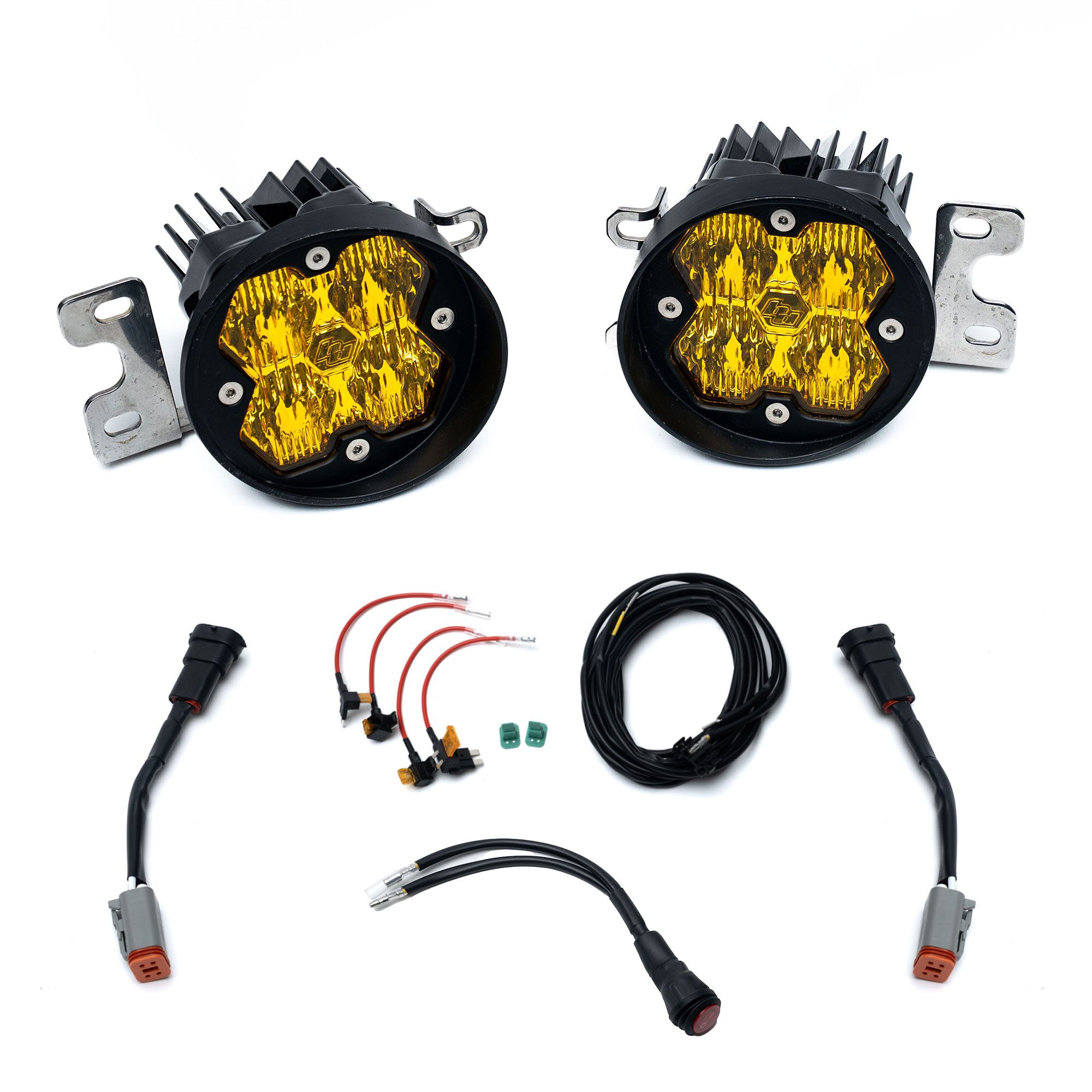 Baja Designs 2010-2024 Toyota 4Runner 2012-2023 Tacoma 2014-2021 Tundra Squadron-R 2.0 Sport Wide Cornering Amber Fog Pocket Light Kit 44-0006