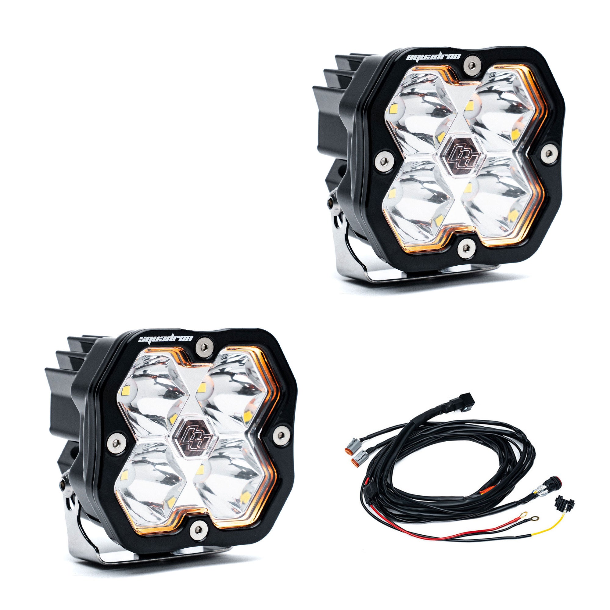 Baja Designs Squadron 2.0 Sport Black Clear Spot LED Auxiliary Light Pod Pair 55-7801-2