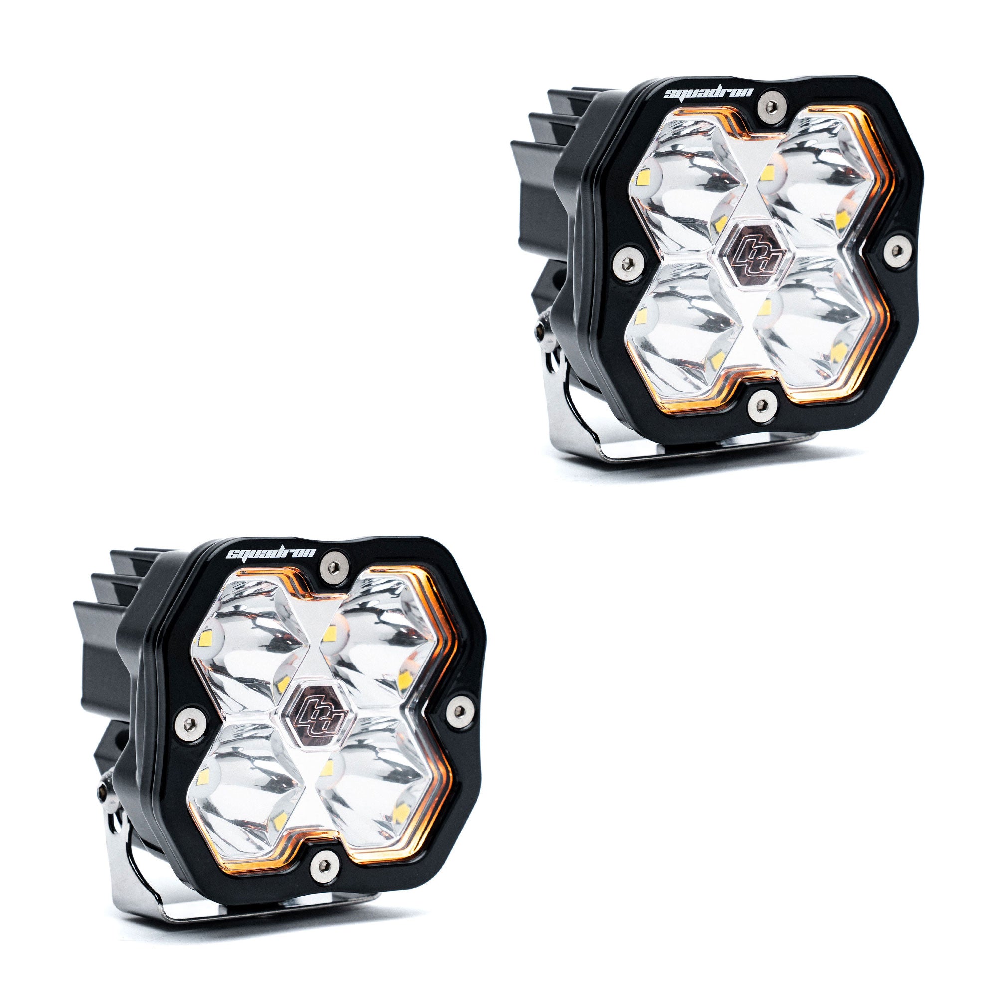 Baja Designs Squadron 2.0 Sport Black Spot Clear No Harness LED Auxiliary Light Pod Pair 55-7801-2NH