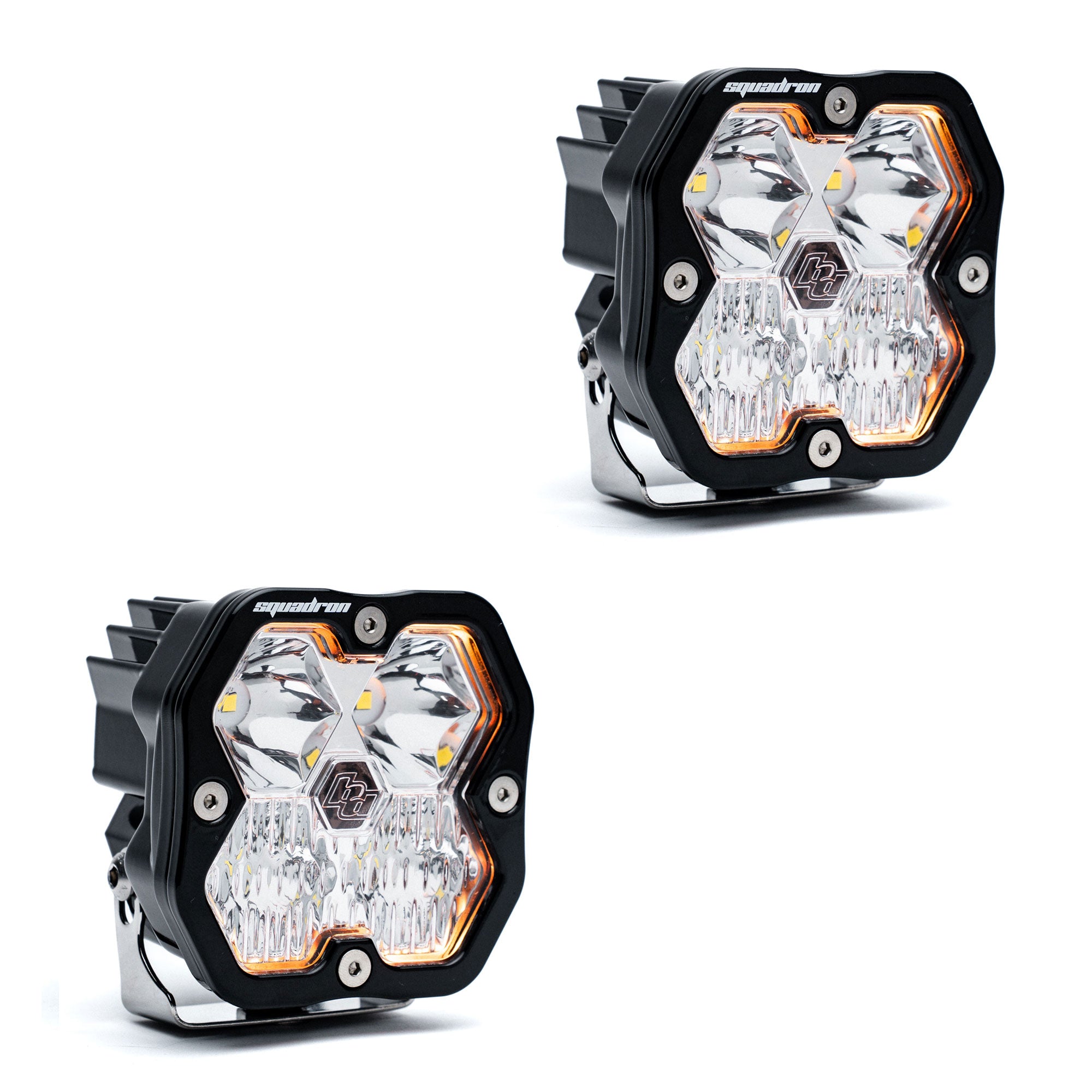 Baja Designs Squadron 2.0 Sport Black Driving/Combo Clear No Harness LED Auxiliary Light Pod Pair 55-7803-2NH