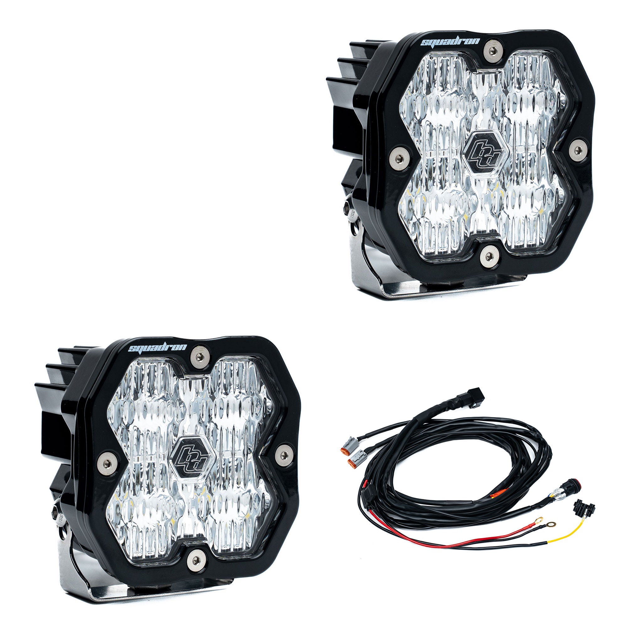Baja Designs Squadron 2.0 Sport Black Clear Wide Cornering LED Auxiliary Light Pod Pair 55-7805-2