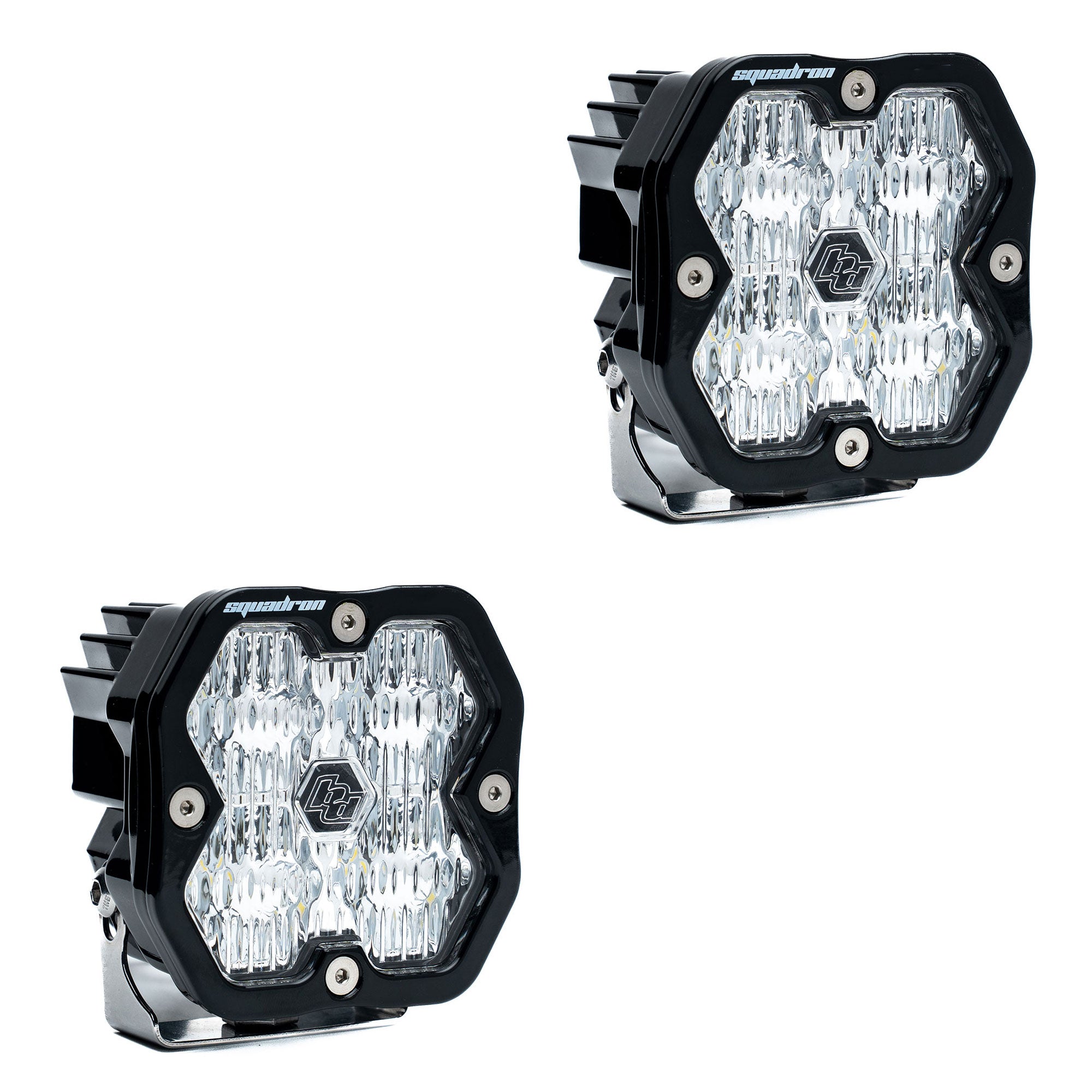 Baja Designs Squadron 2.0 Sport Black Wide Cornering Clear No Harness LED Auxiliary Light Pod Pair 55-7805-2NH