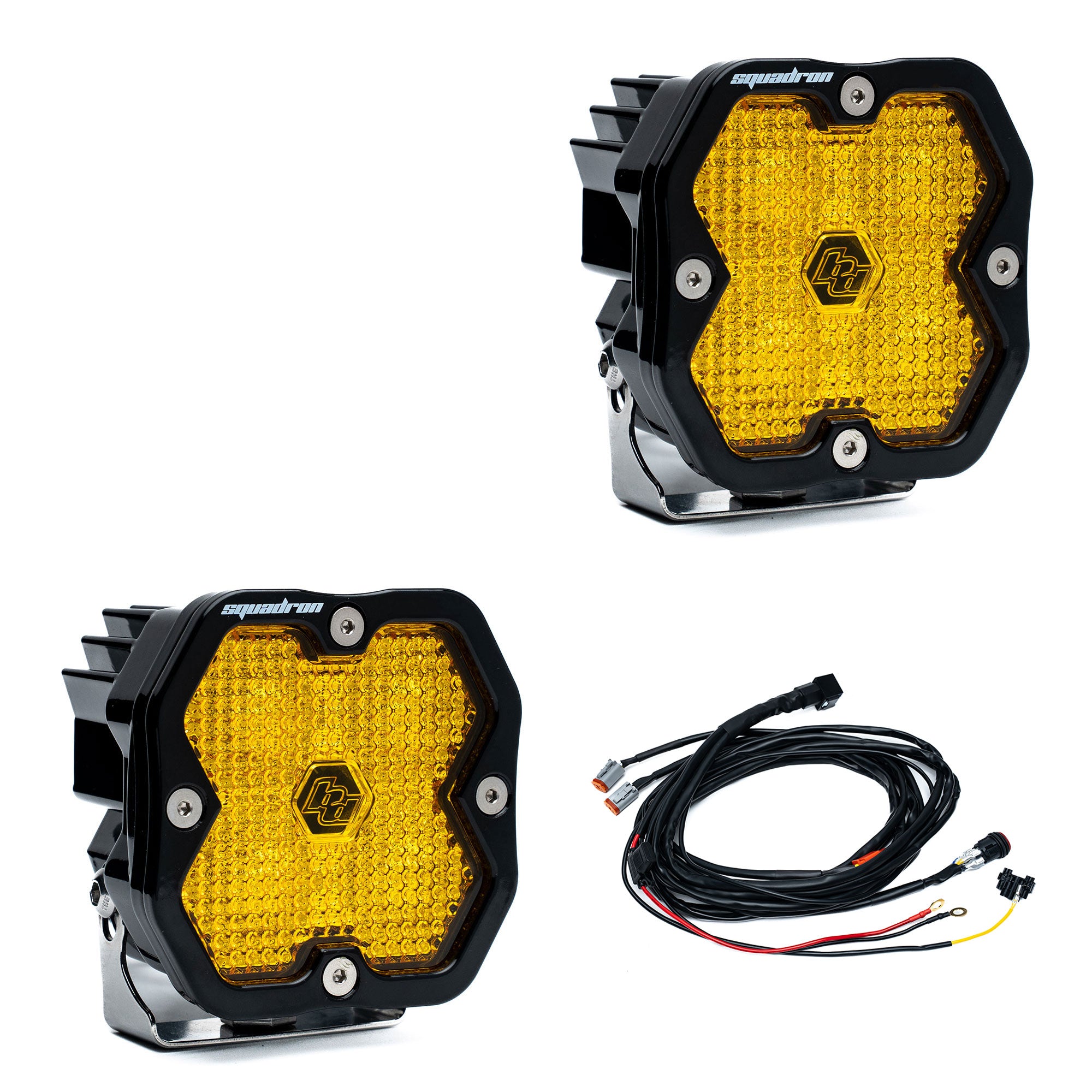 Baja Designs Squadron 2.0 Sport Black Work/Scene Amber LED Auxiliary Light Pod Pair 55-7816-2