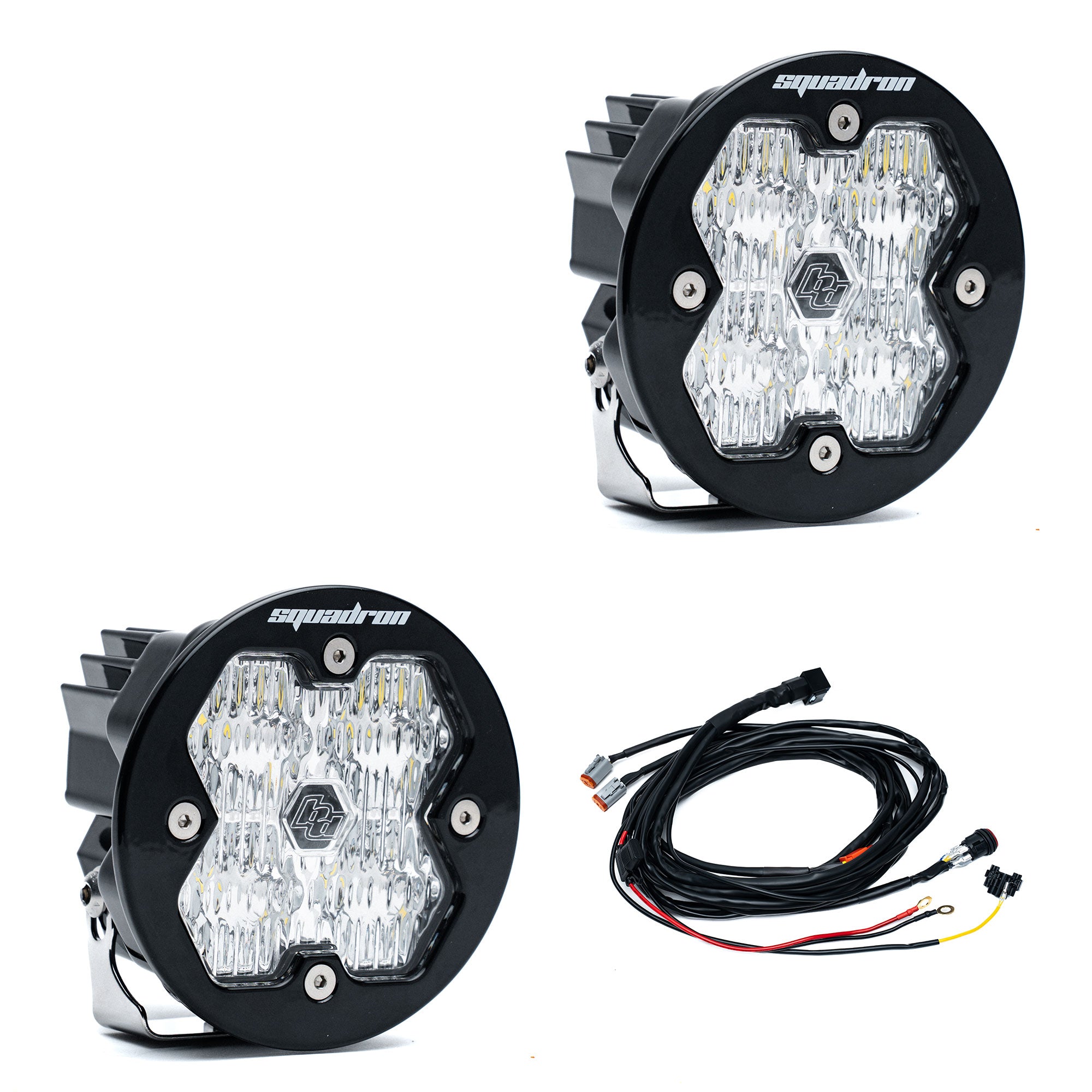 Baja Designs Squadron-R 2.0 Sport Black Wide Cornering Clear LED Auxiliary Light Pod Pair 58-7805-2