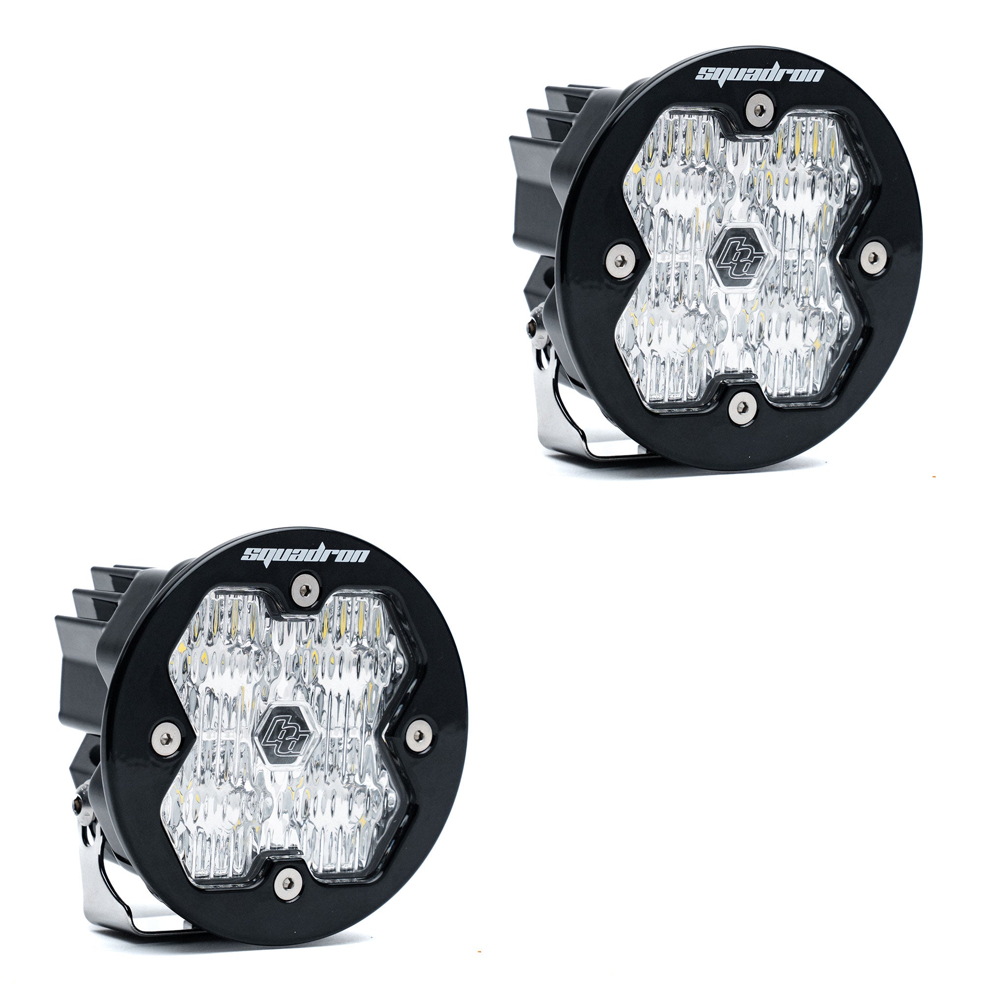 Baja Designs Squadron-R 2.0 Sport Black Wide Cornering Clear No Harness LED Auxiliary Light Pod Pair 58-7805-2NH