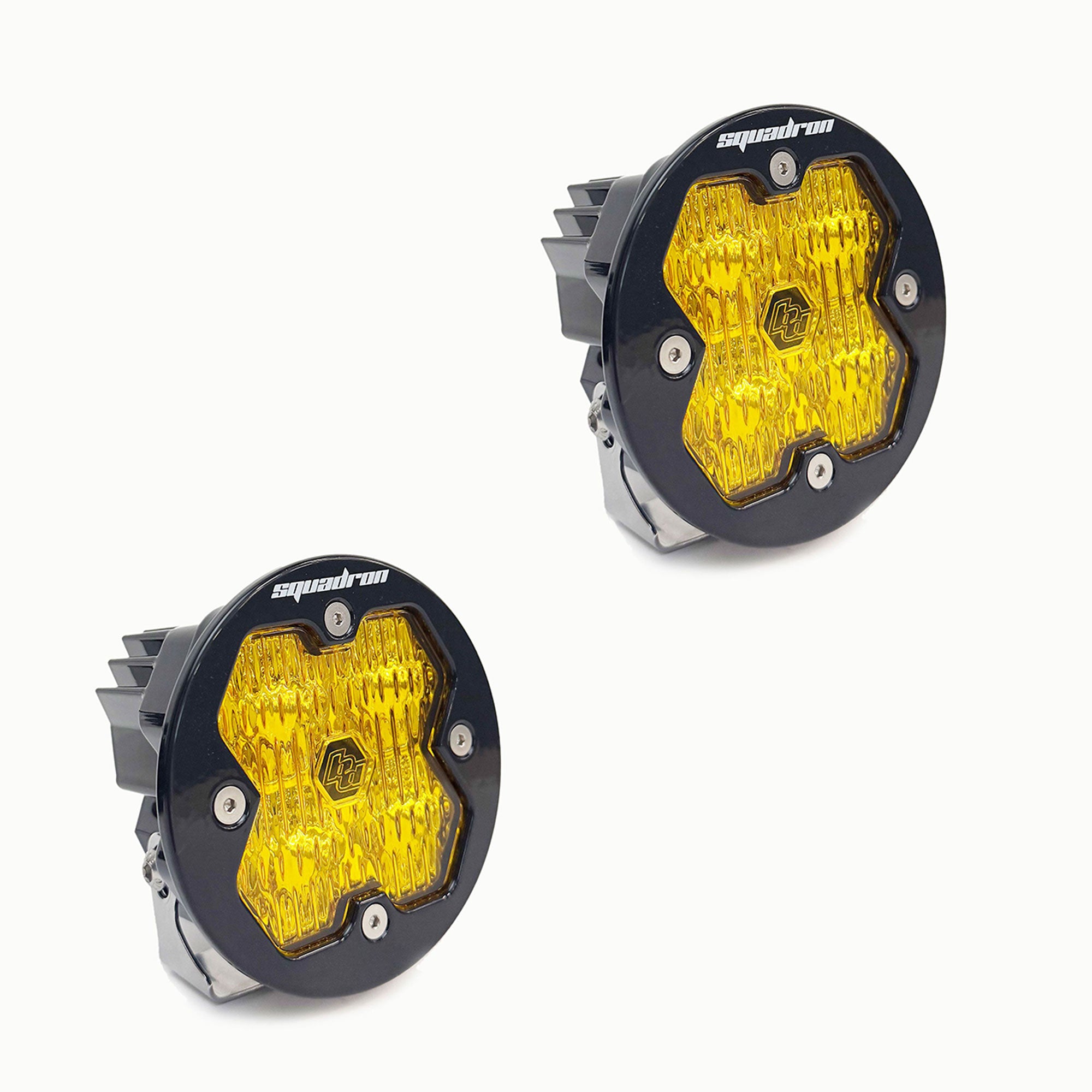 Baja Designs Squadron-R 2.0 Sport Black Wide Cornering Amber No Harness LED Auxiliary Light Pod Pair 58-7815-2NH